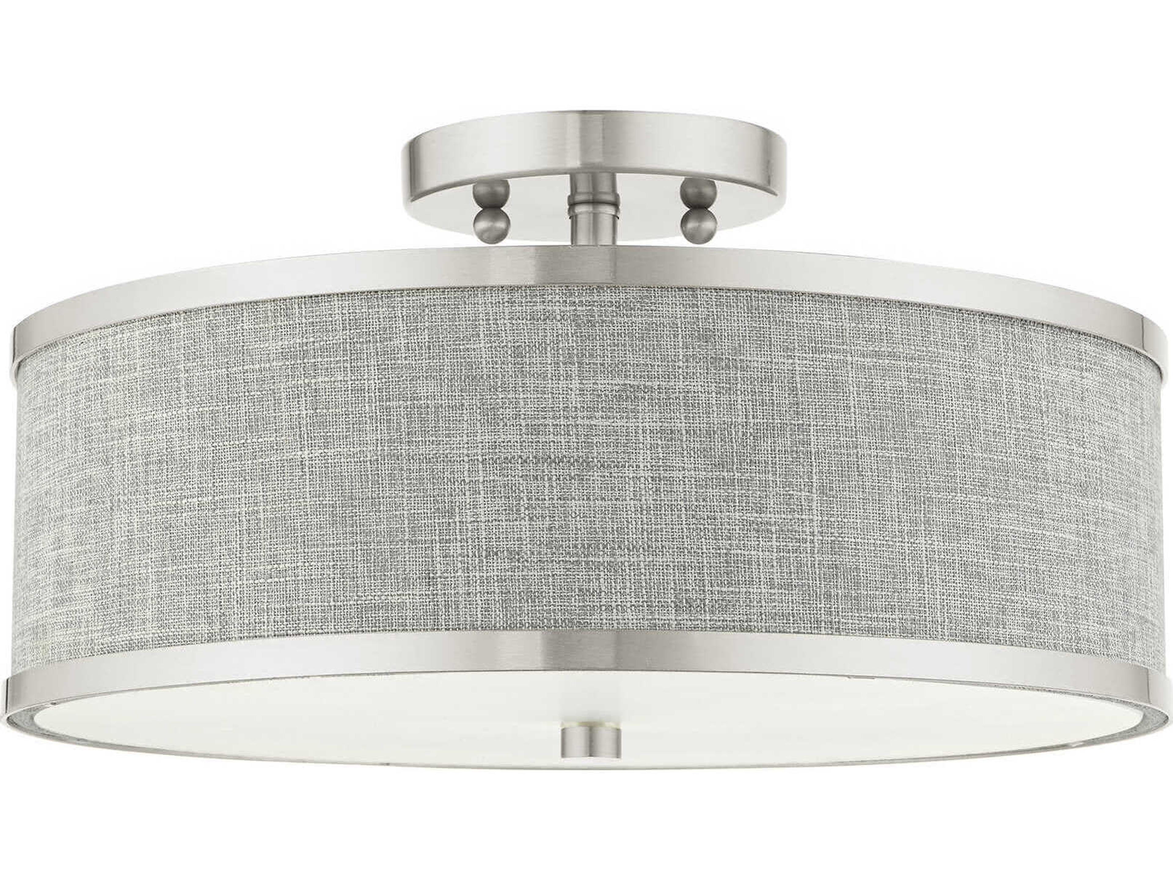 Livex Lighting Park Ridge 3-Light Brushed Nickel Drum Semi Flush Mount