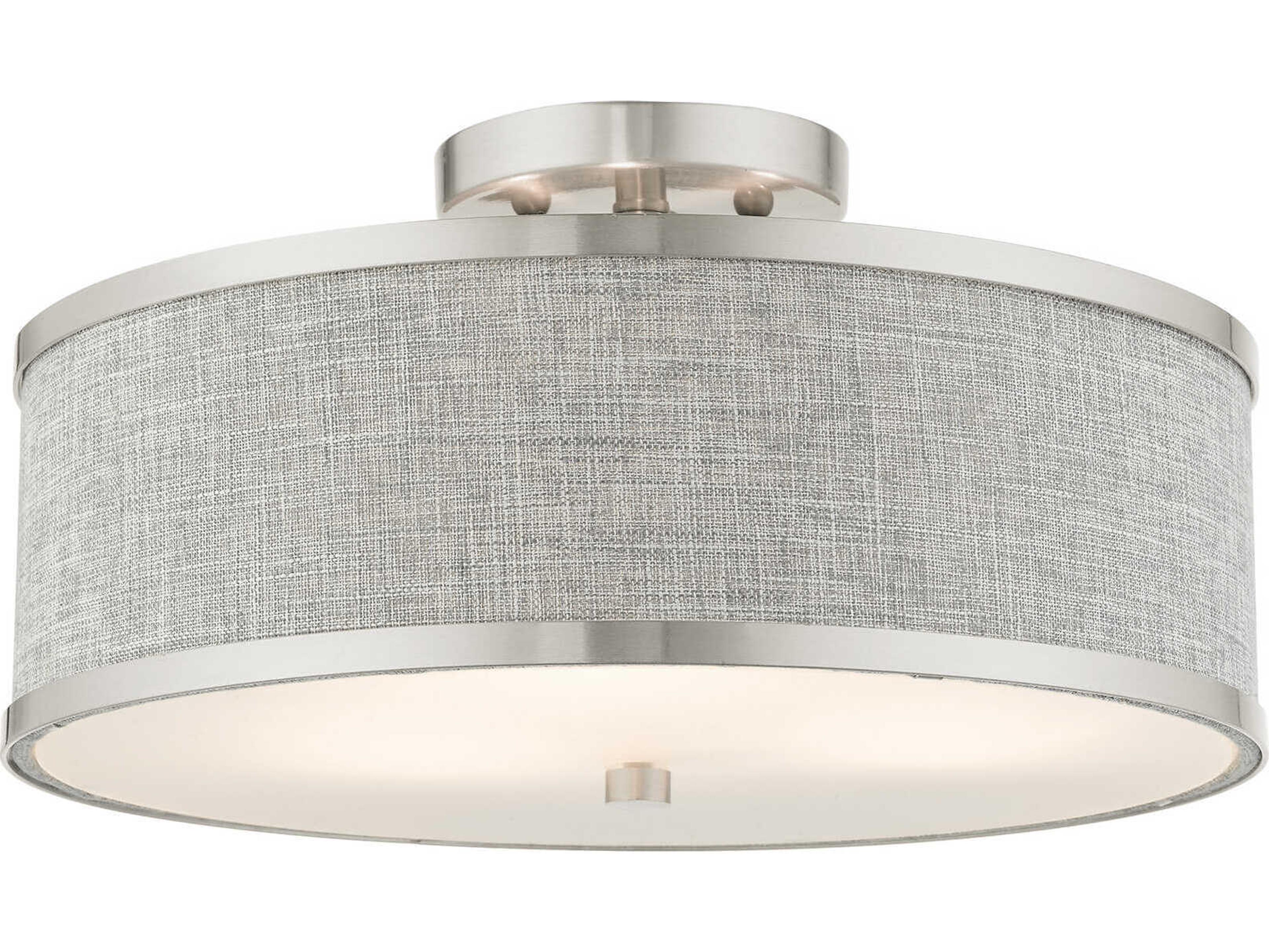 Livex Lighting Park Ridge 3-Light Brushed Nickel Drum Semi Flush Mount