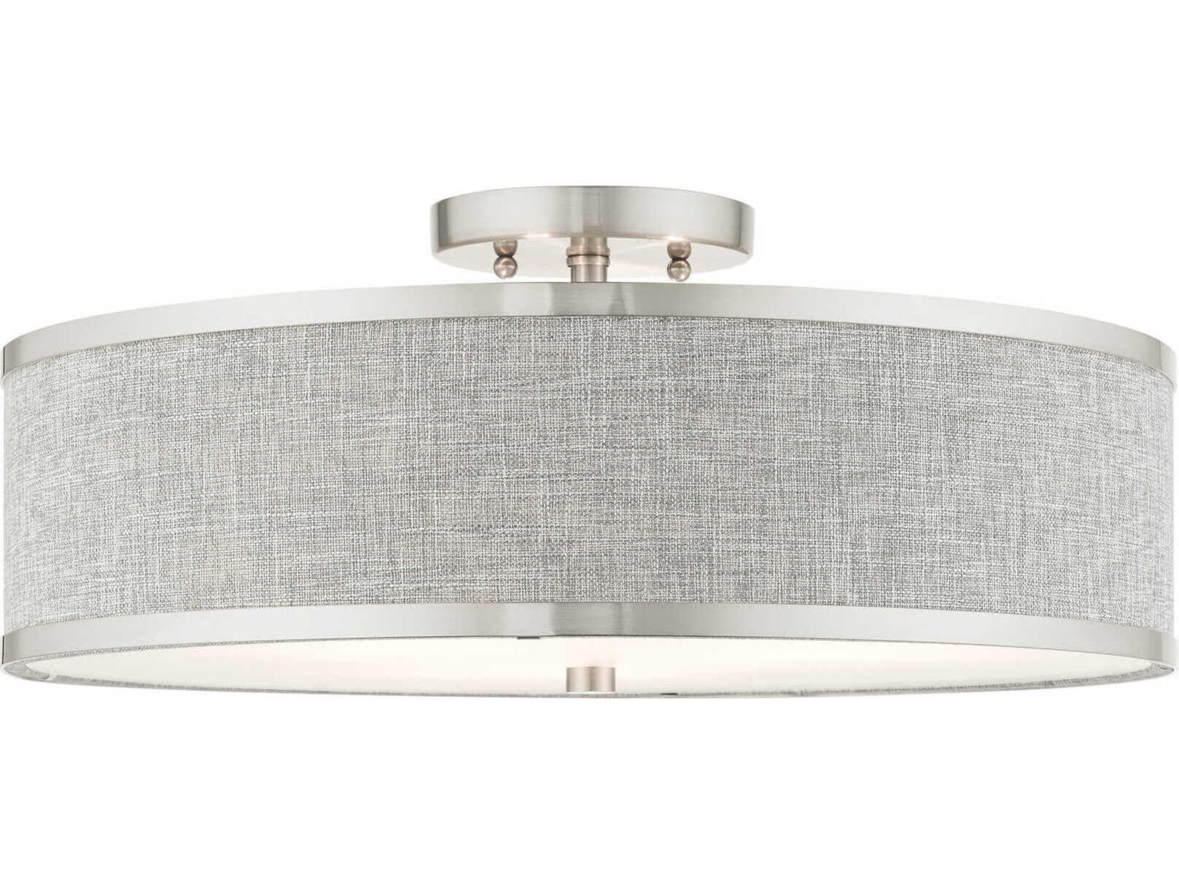 Park Ridge 3-Light Brushed Nickel Drum Semi Flush Mount
