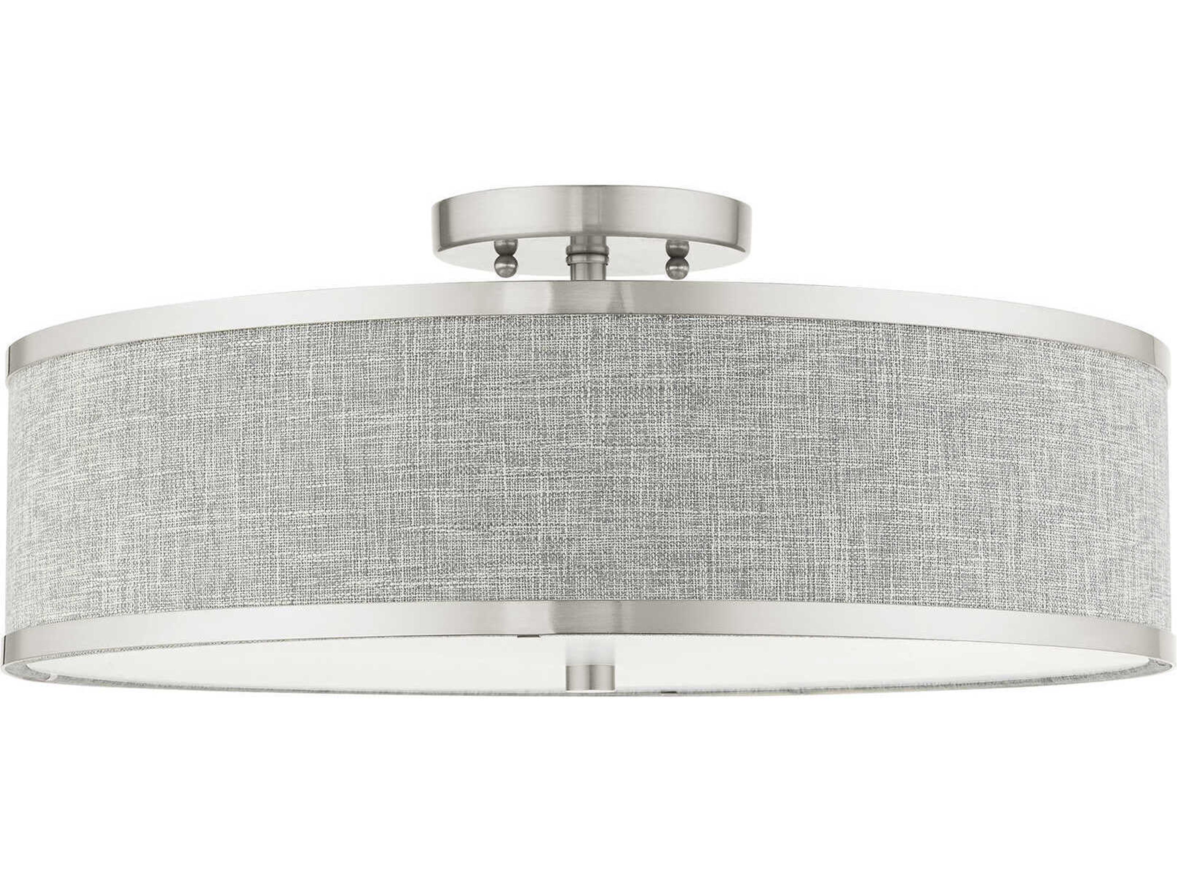 Livex Lighting Park Ridge 3-Light Brushed Nickel Drum Semi Flush Mount
