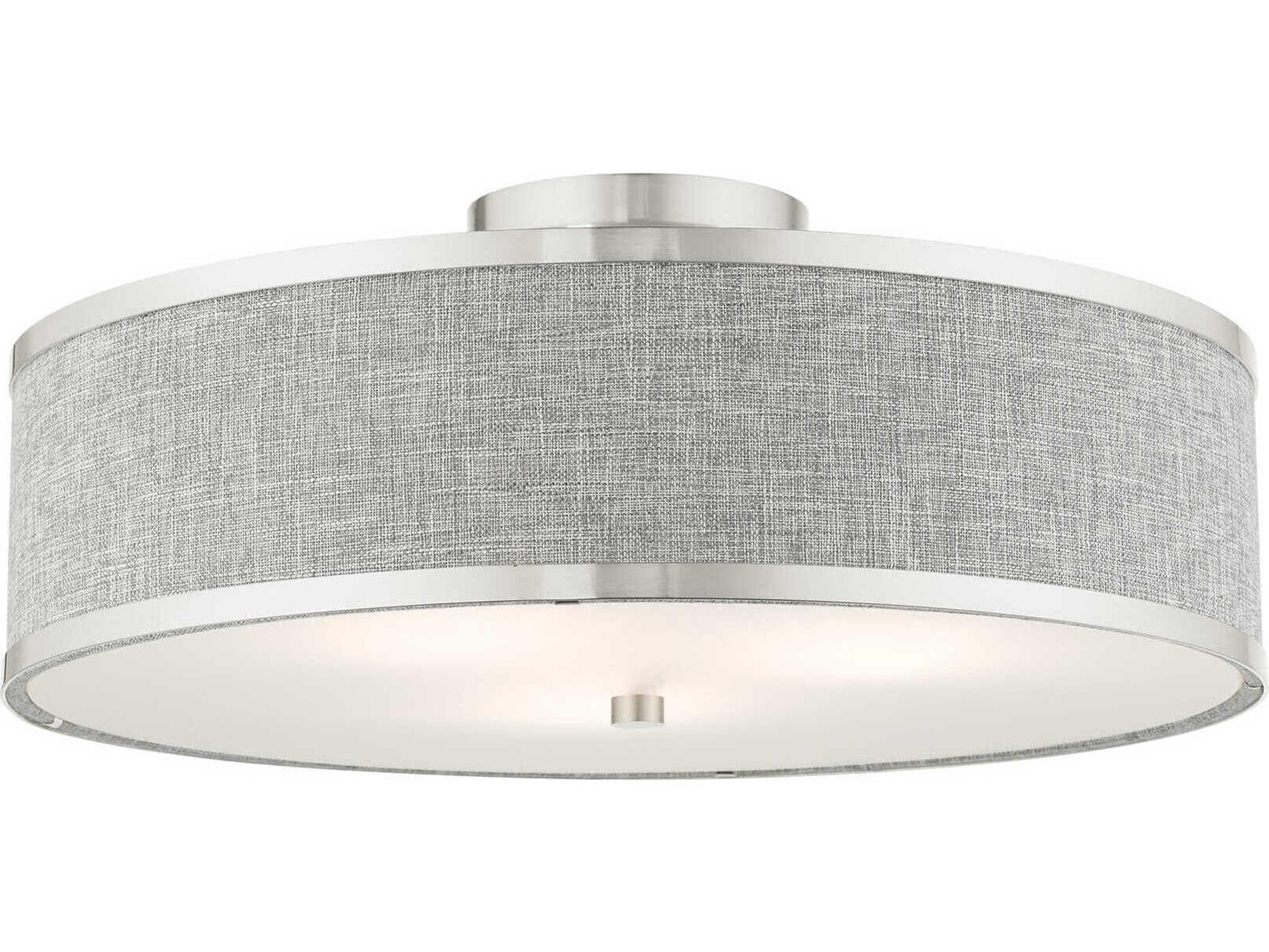 Livex Lighting Park Ridge 3-Light Brushed Nickel Drum Semi Flush Mount