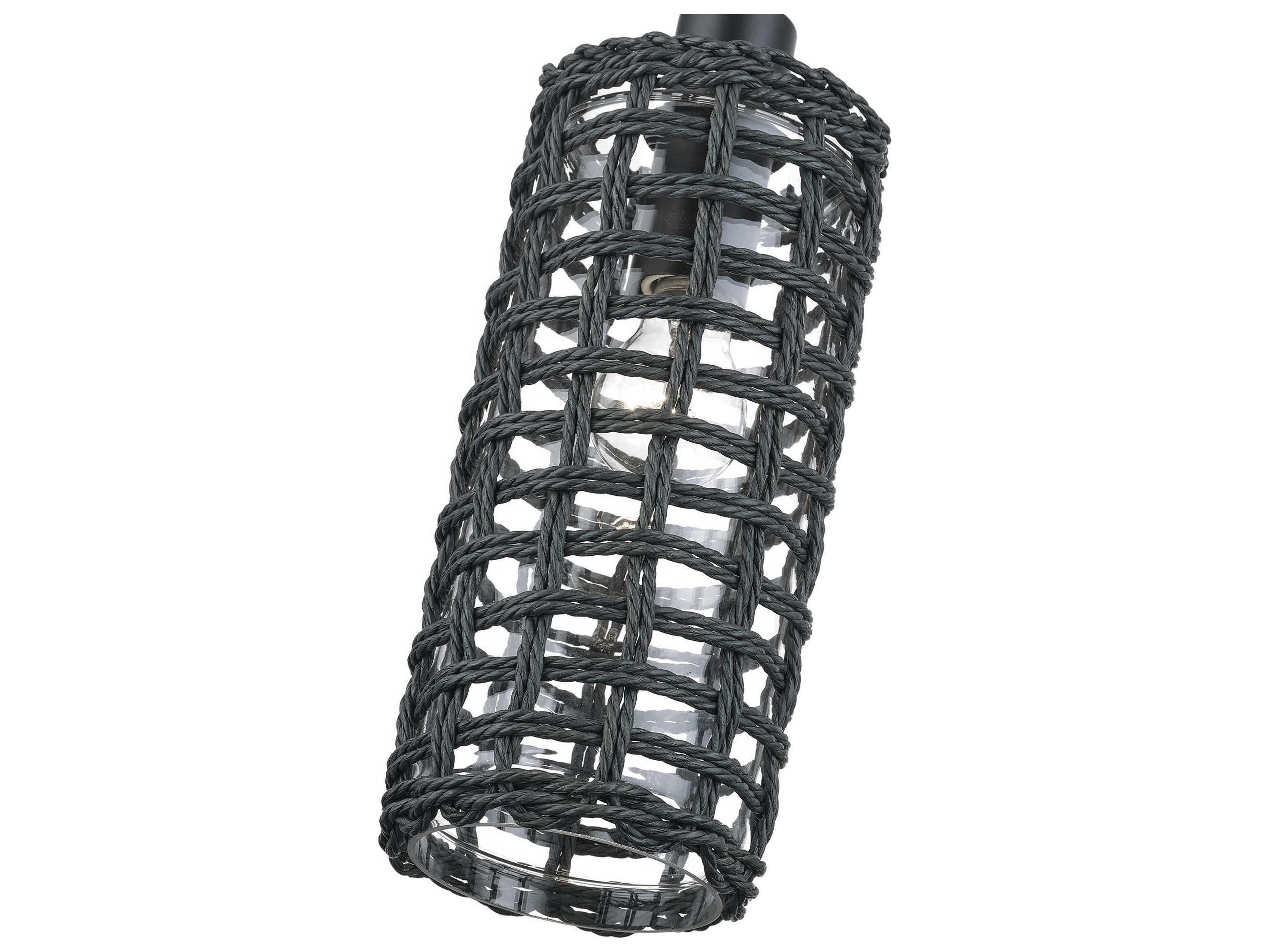 Livex Lighting Twinewell 1-Light Black Cylinder Mini Pendant