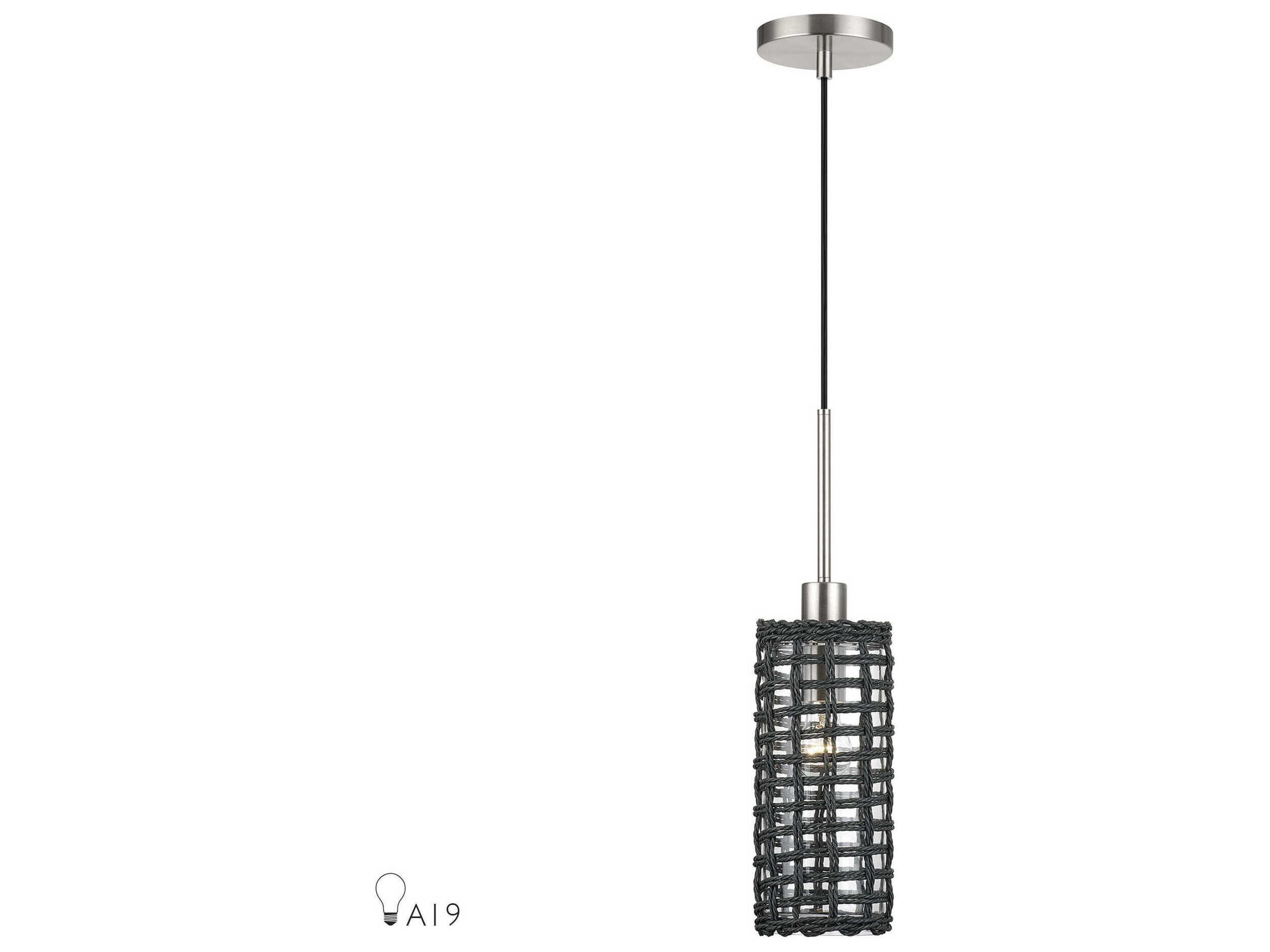 Livex Lighting Twinewell 1-Light Brushed Nickel Cylinder Mini Pendant