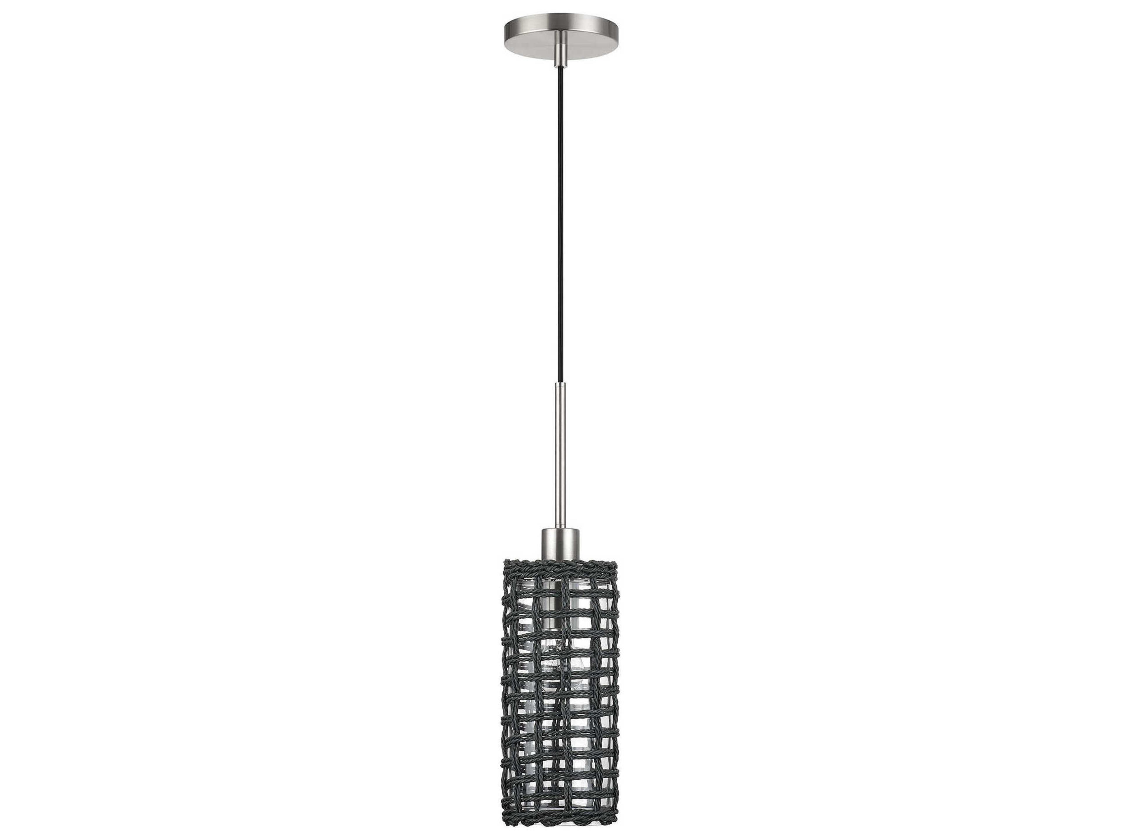 Twinewell 1-Light Brushed Nickel Cylinder Mini Pendant
