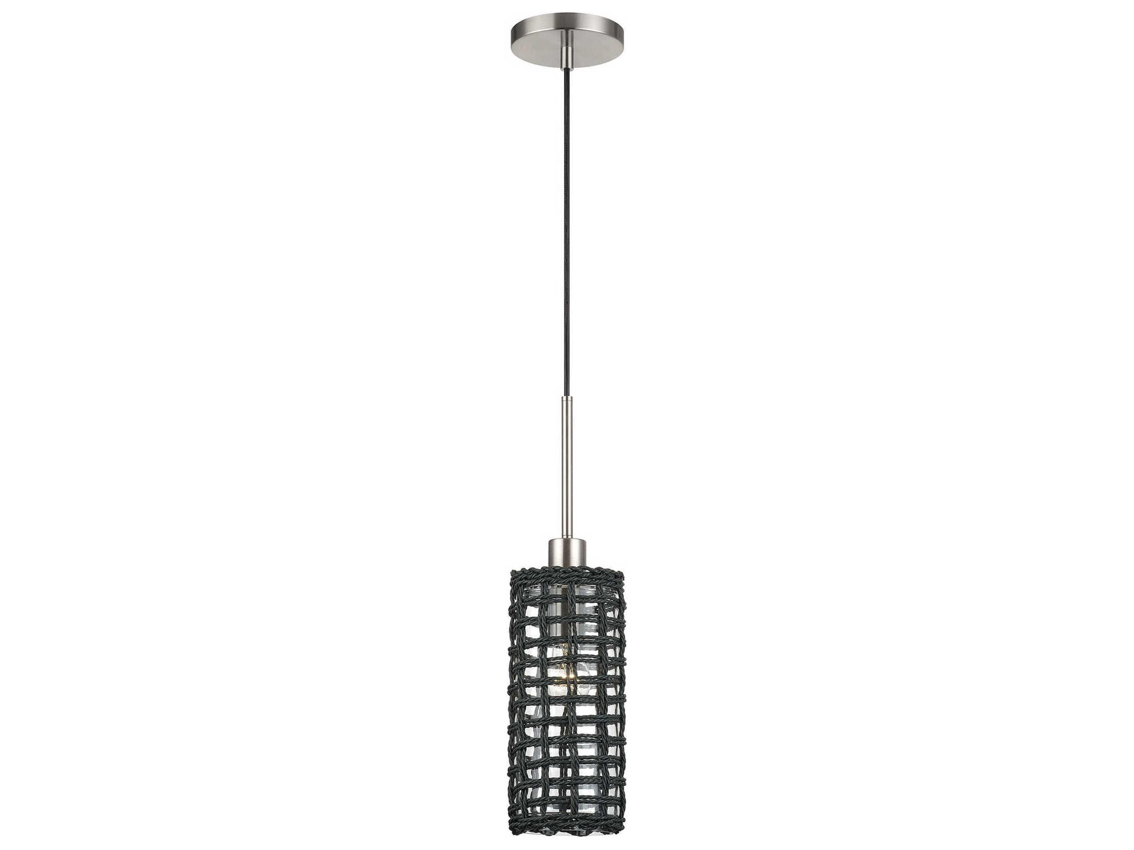 Livex Lighting Twinewell 1-Light Brushed Nickel Cylinder Mini Pendant