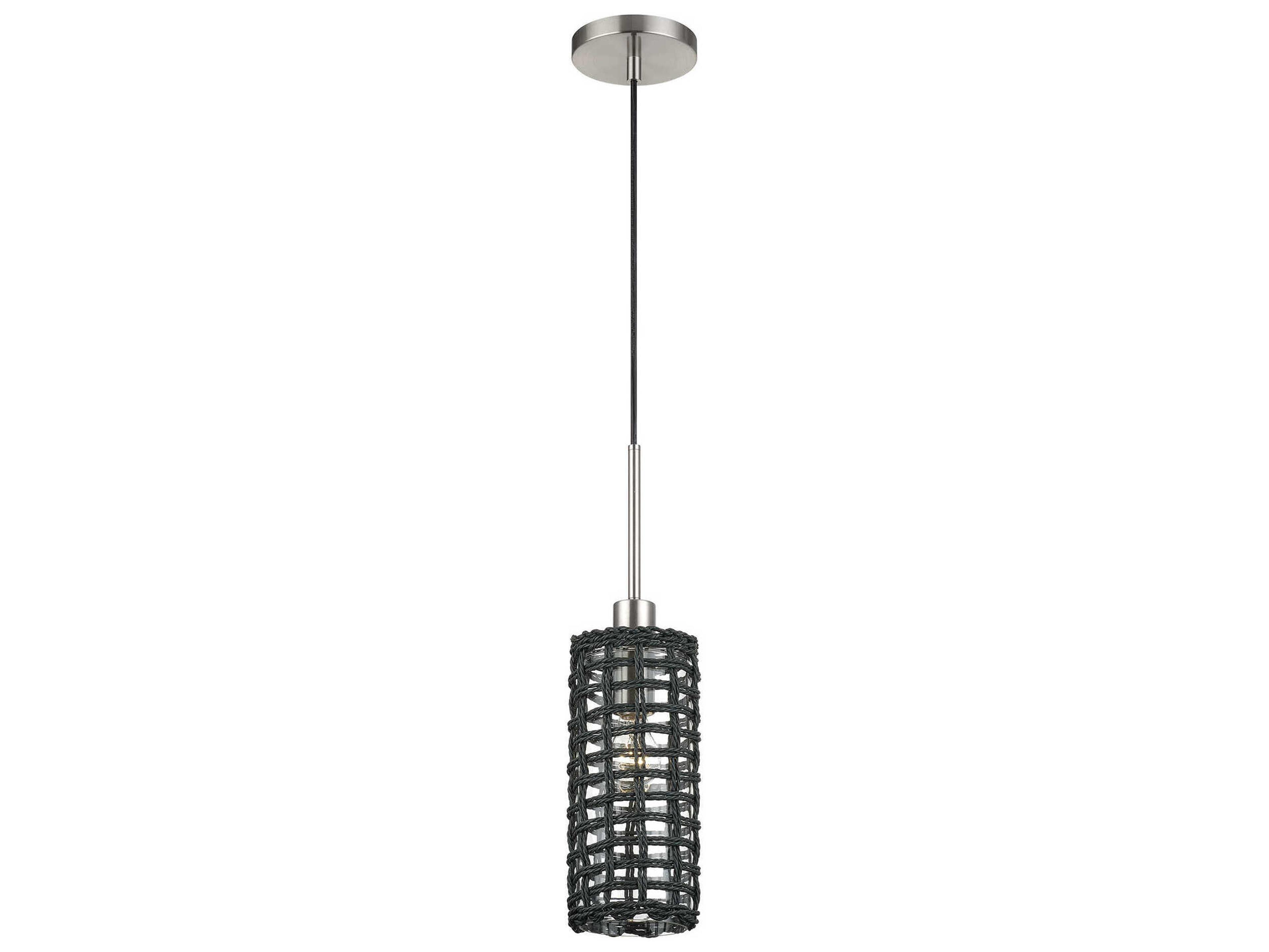 Livex Lighting Twinewell 1-Light Brushed Nickel Cylinder Mini Pendant