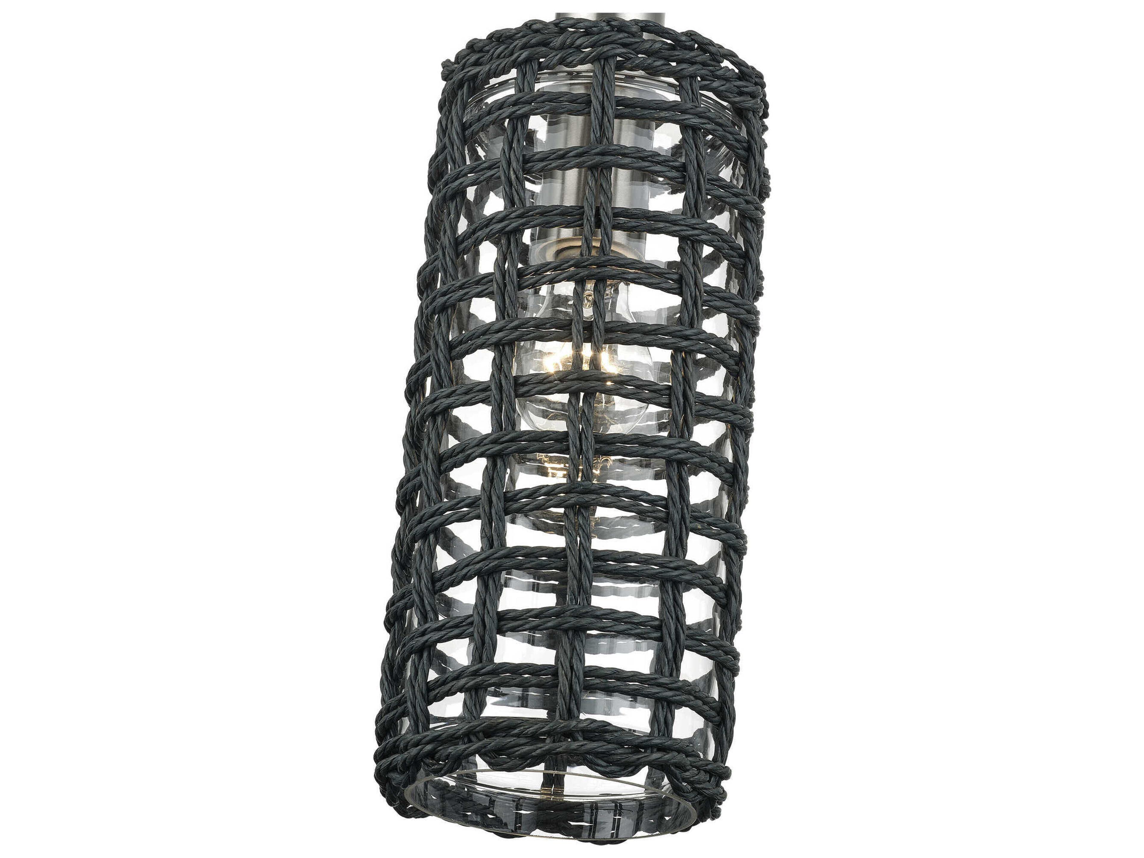 Livex Lighting Twinewell 1-Light Brushed Nickel Cylinder Mini Pendant