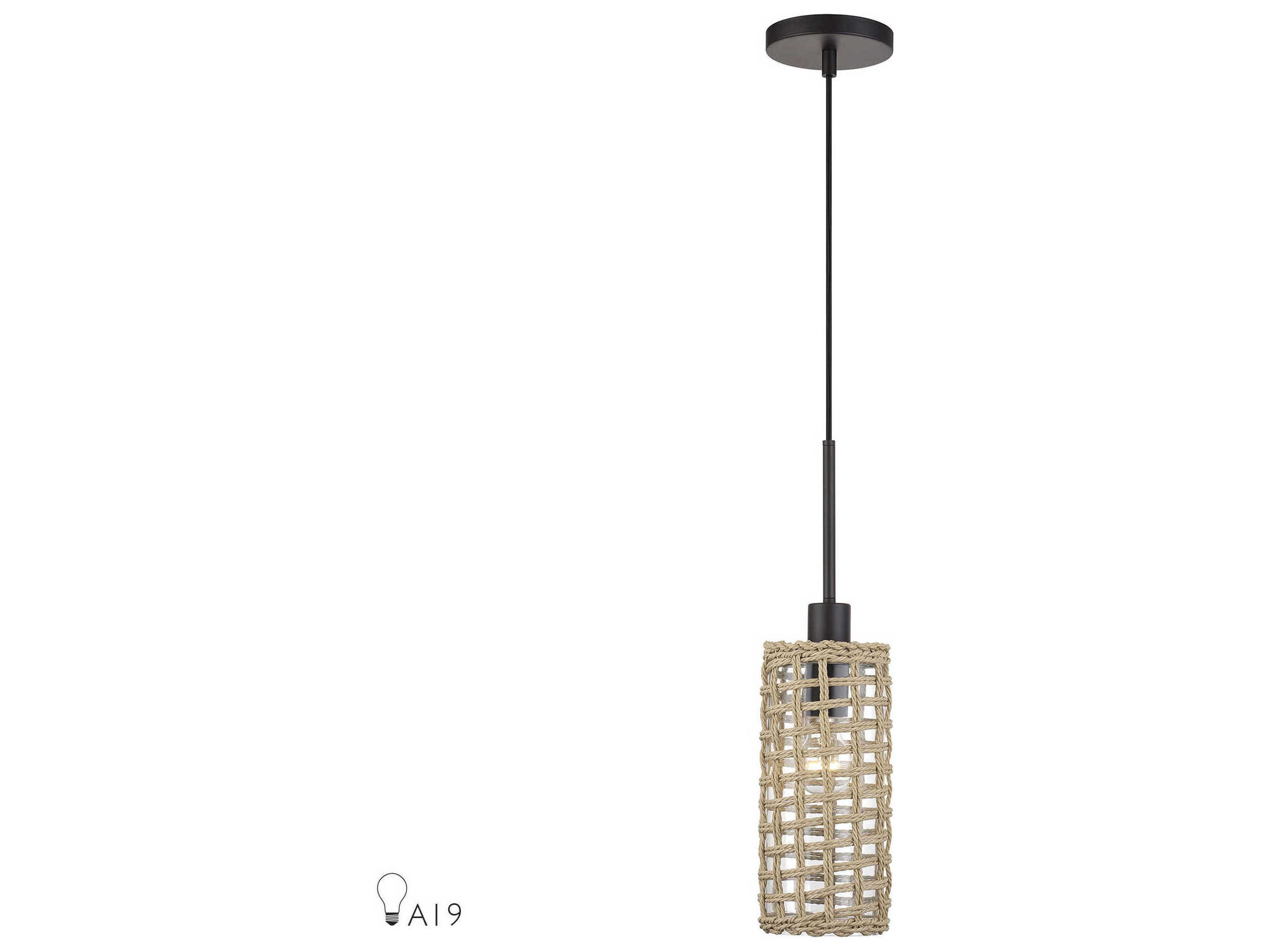 Livex Lighting Twinewell 1-Light Bronze Cylinder Mini Pendant