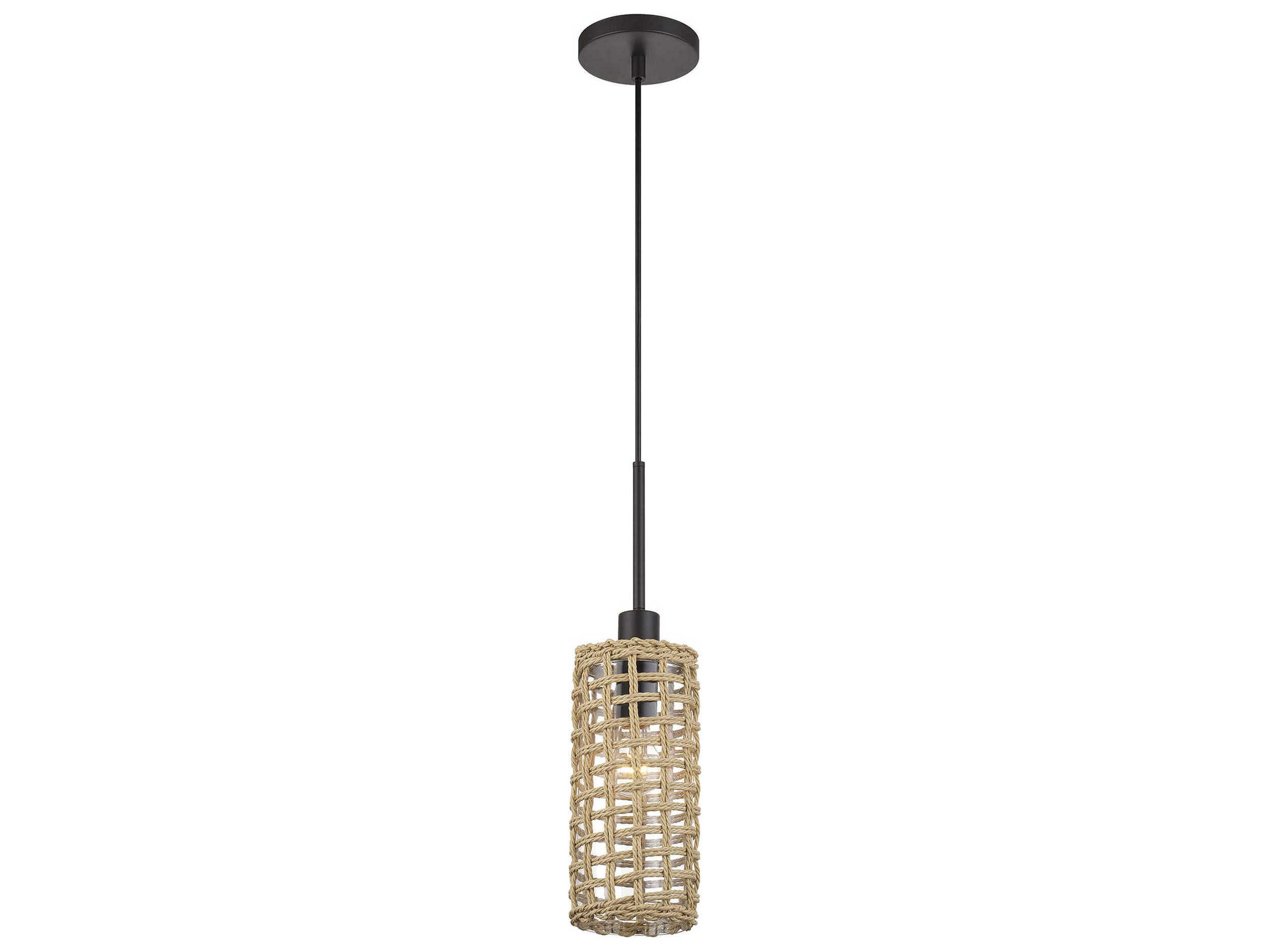 Livex Lighting Twinewell 1-Light Bronze Cylinder Mini Pendant