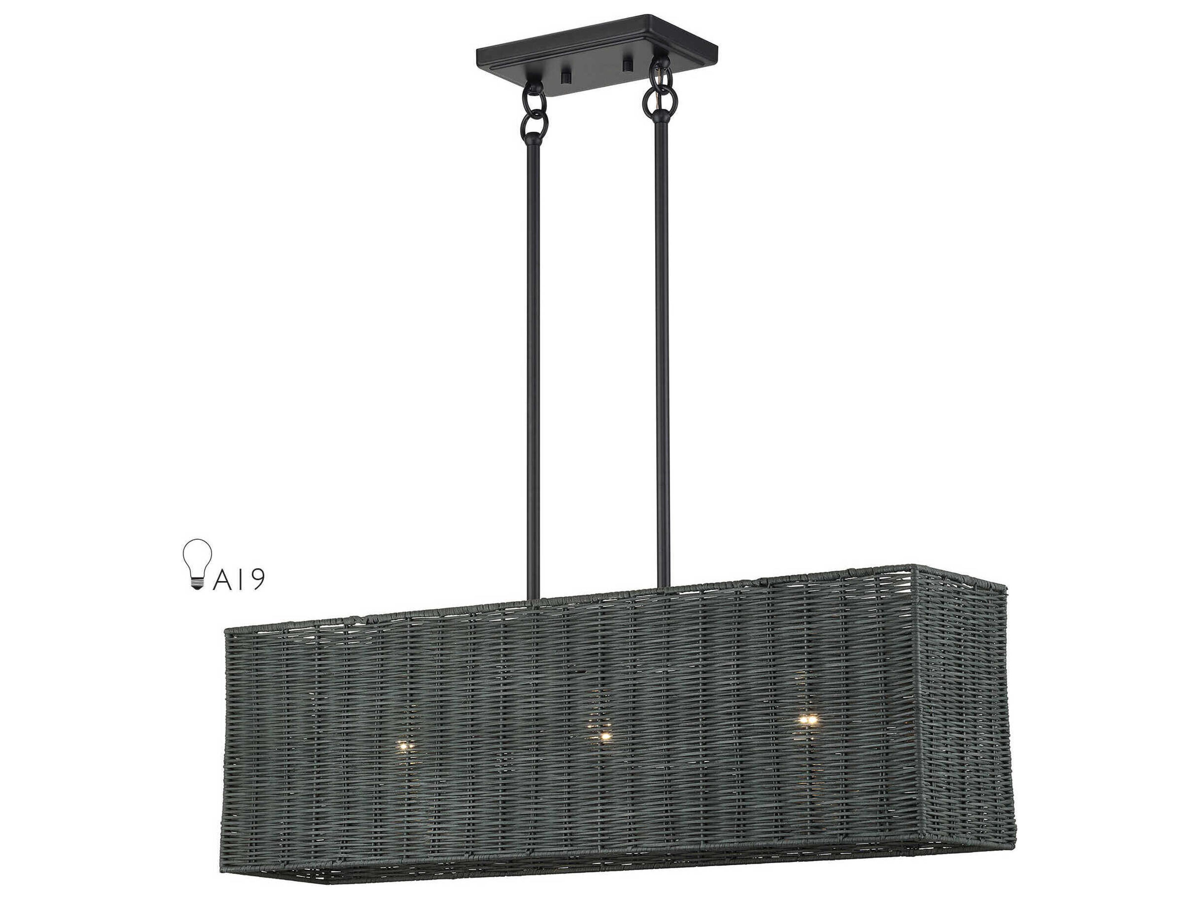 Livex Lighting Weavington 3-Light Black Linear Island Pendant