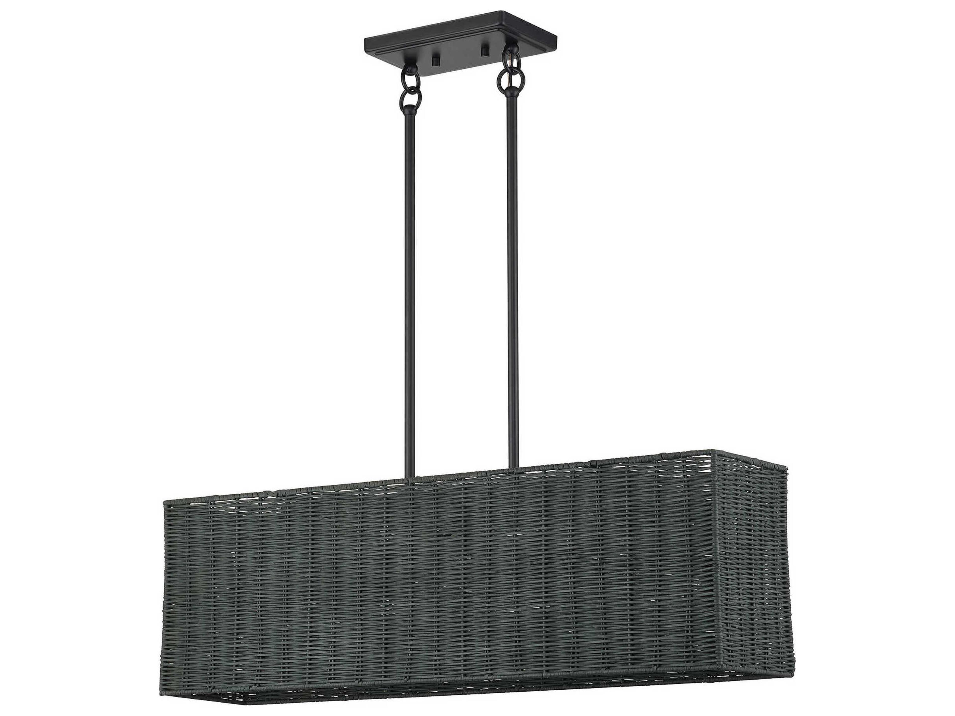 Livex Lighting Weavington 3-Light Black Linear Island Pendant