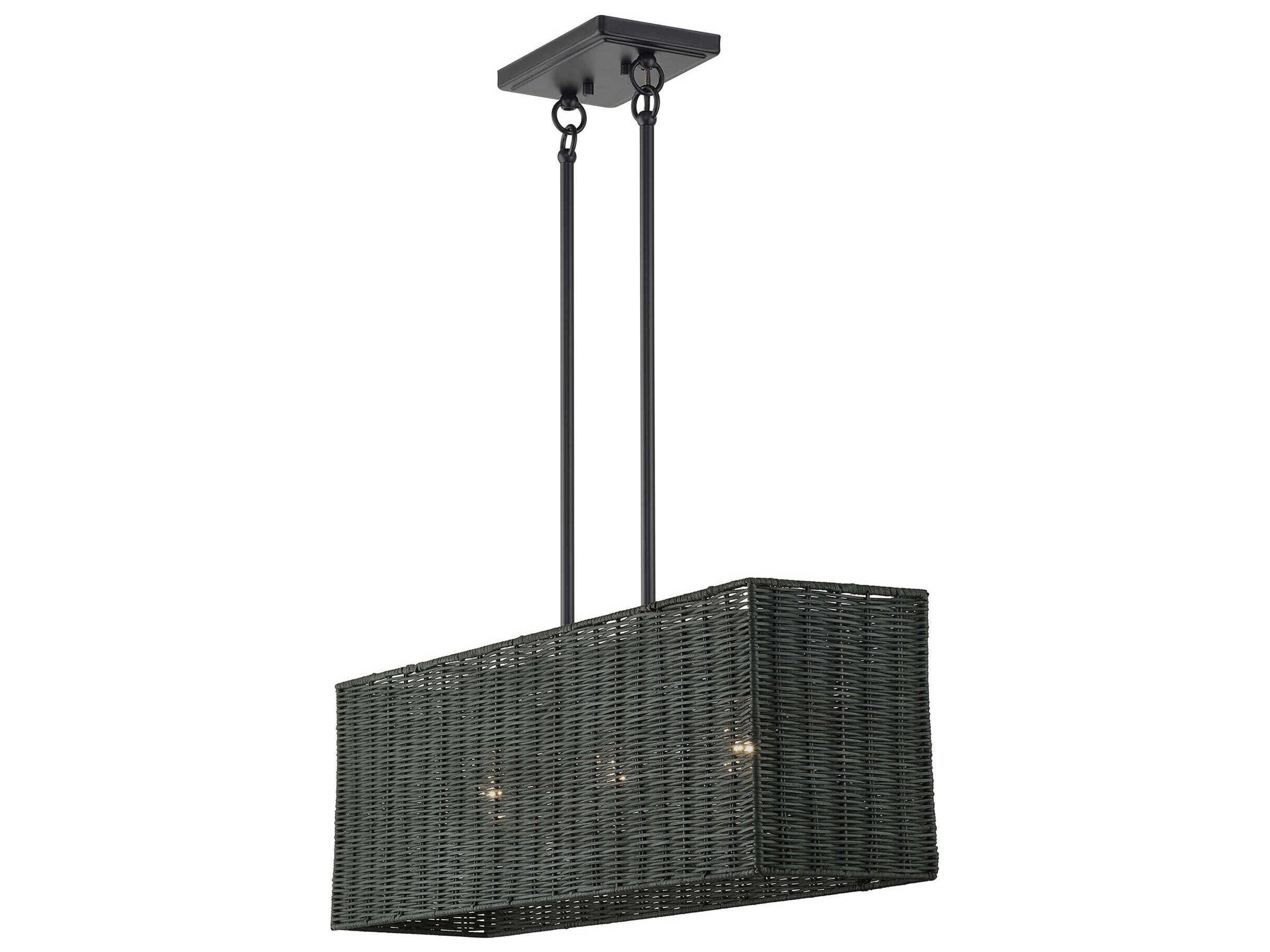 Livex Lighting Weavington 3-Light Black Linear Island Pendant