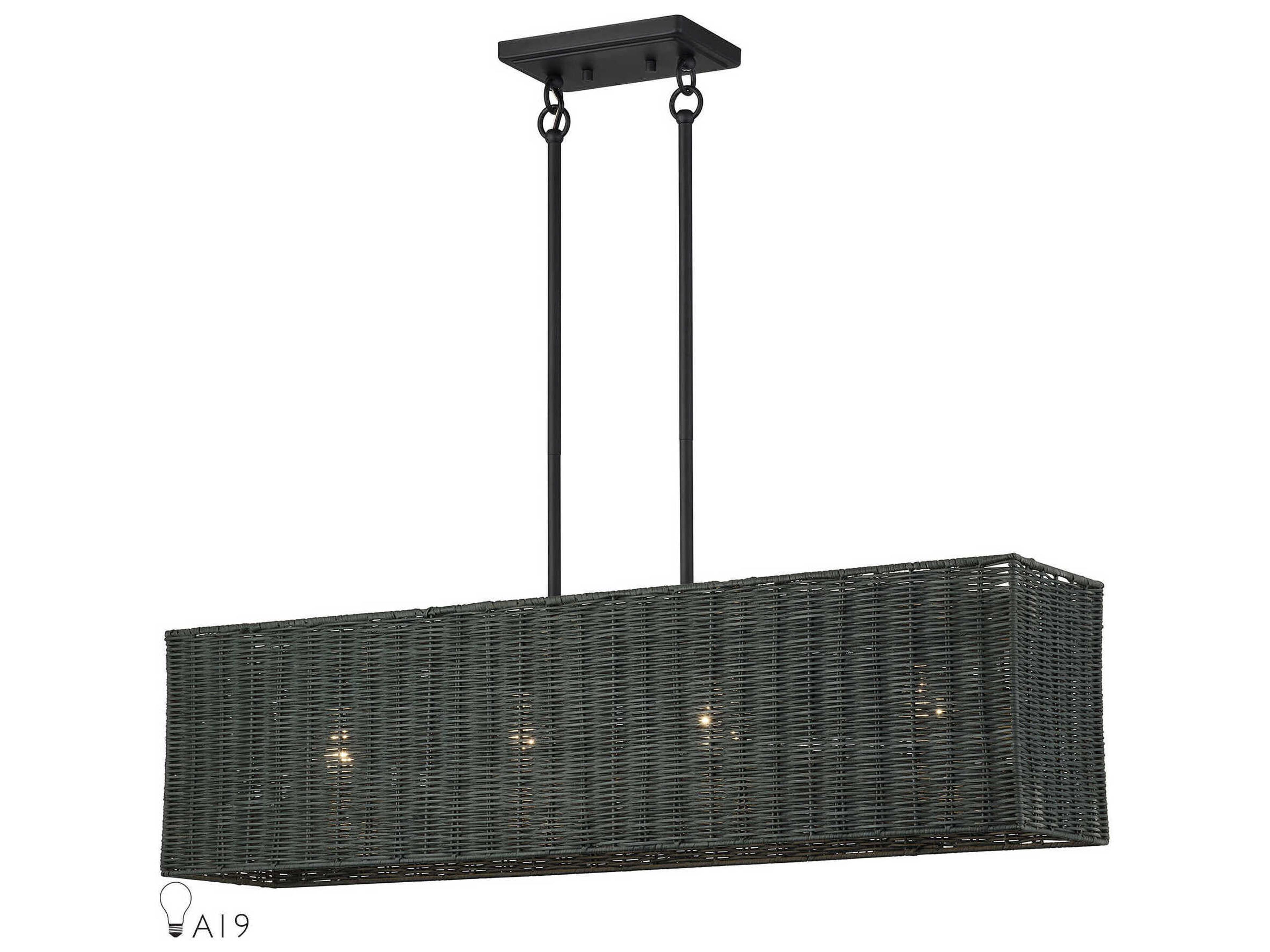 Livex Lighting Weavington 4-Light Black Drum Island Pendant