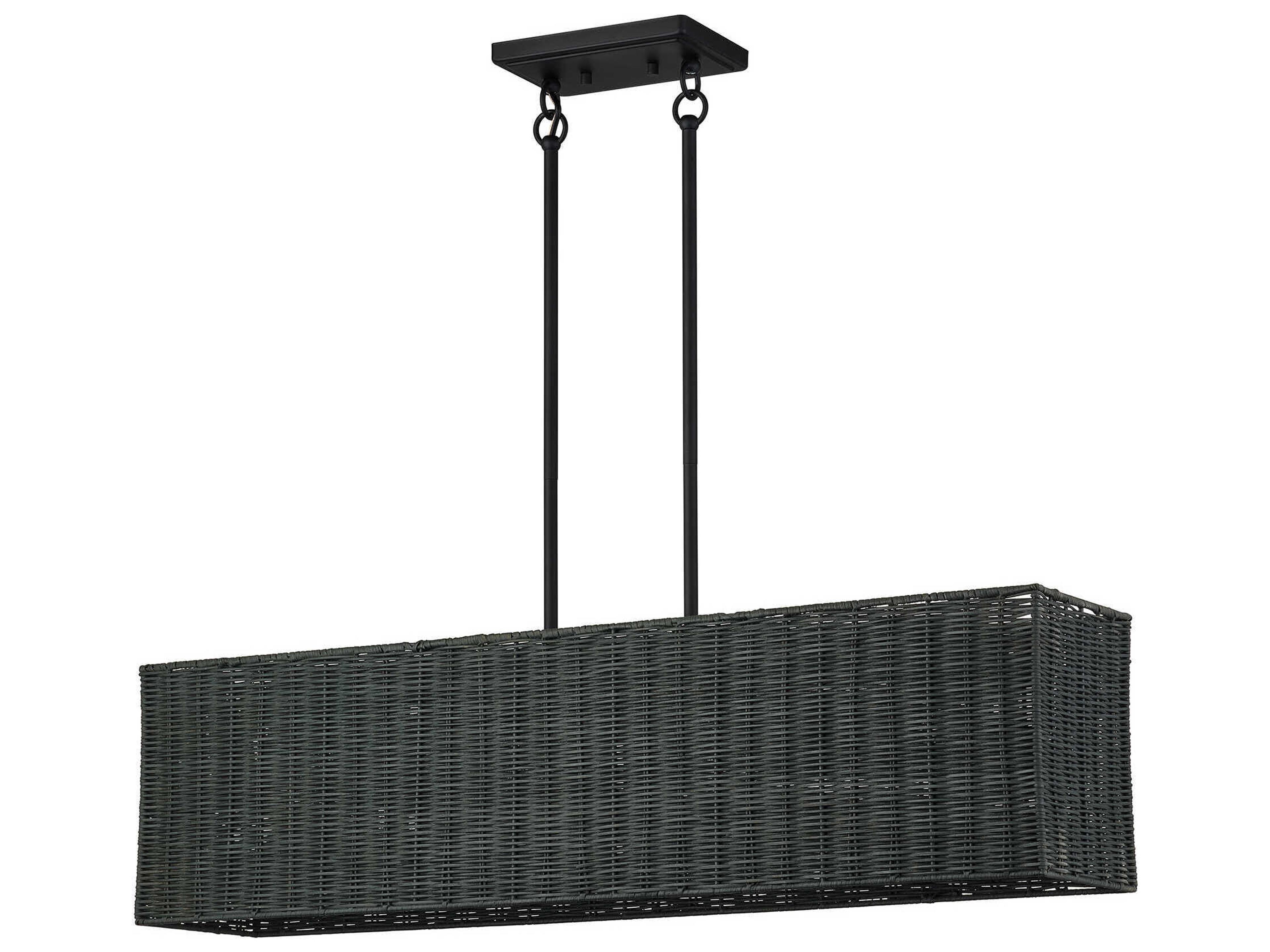 Livex Lighting Weavington 4-Light Black Drum Island Pendant