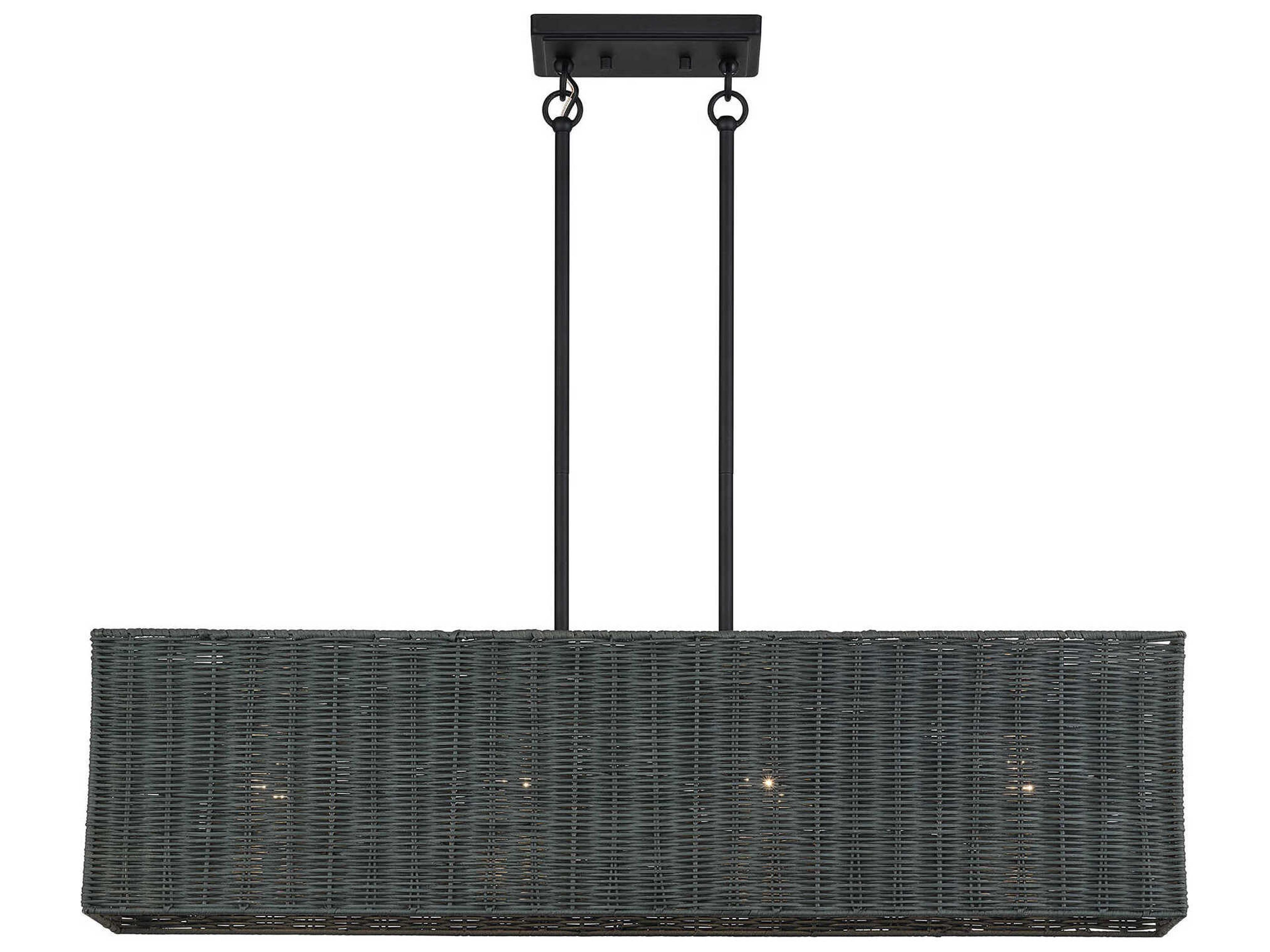 Livex Lighting Weavington 4-Light Black Drum Island Pendant