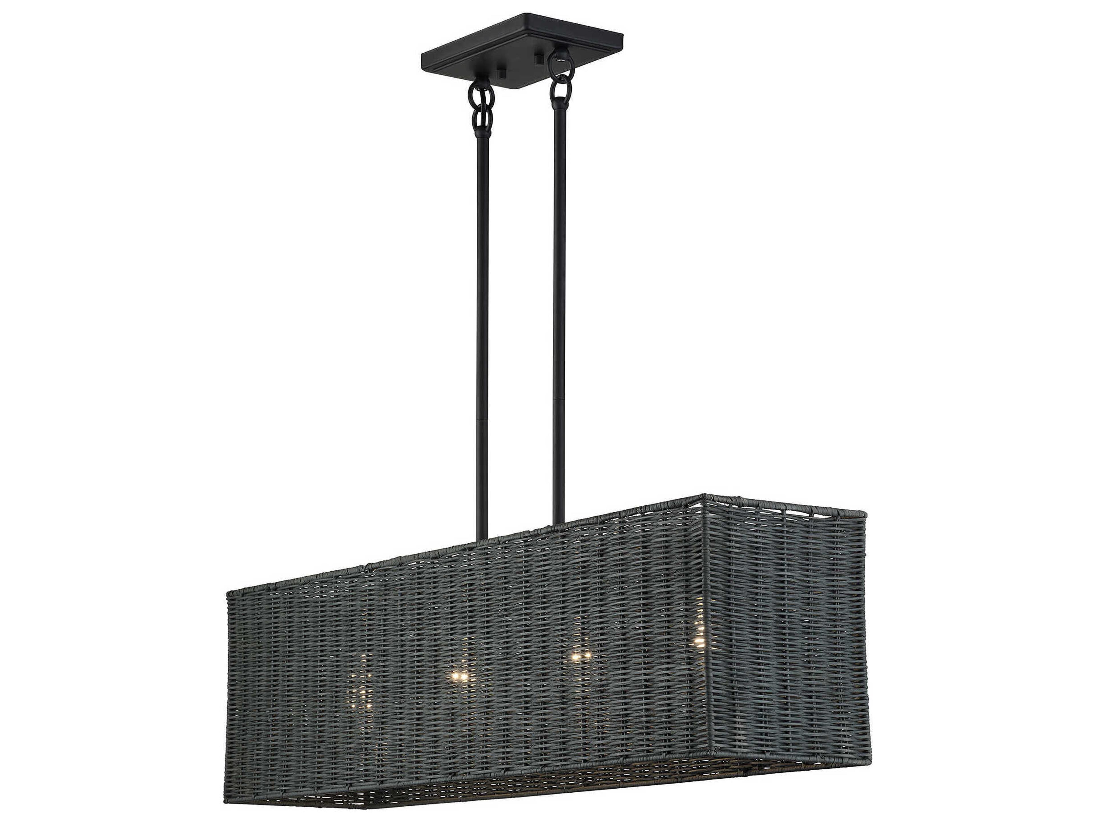 Livex Lighting Weavington 4-Light Black Drum Island Pendant