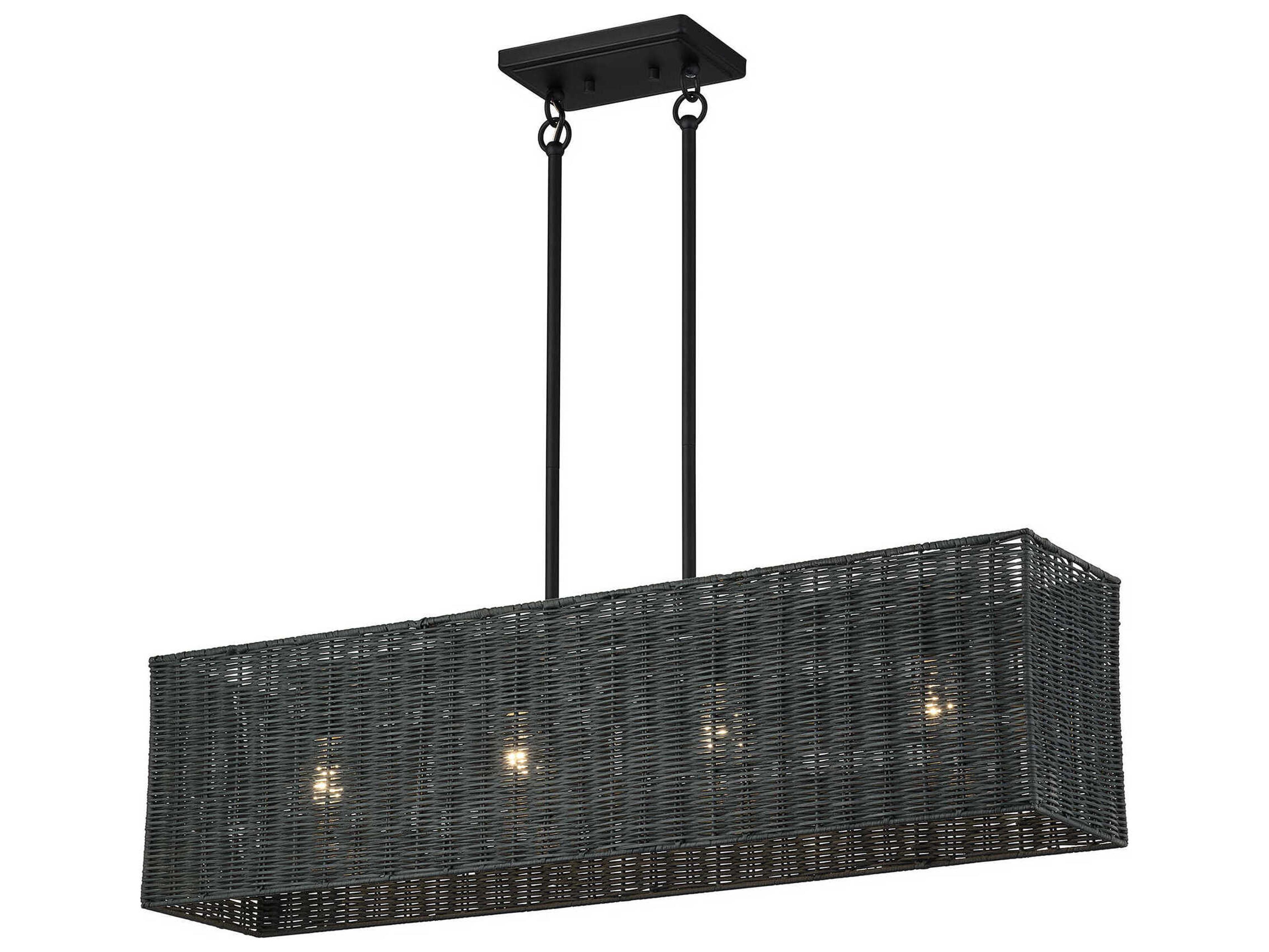 Weavington 4-Light Black Drum Island Pendant