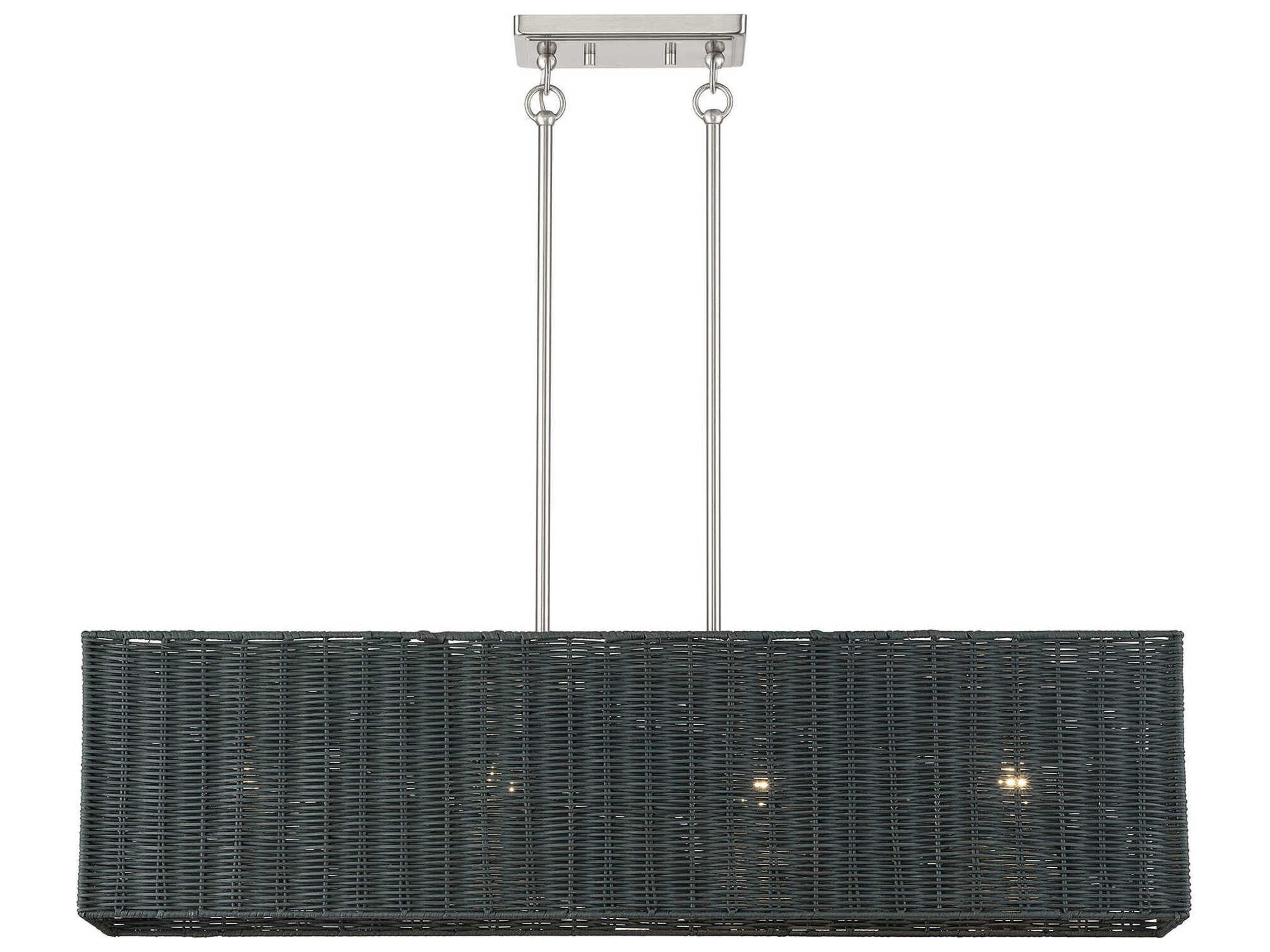 Livex Lighting Weavington 4-Light Brushed Nickel Drum Island Pendant