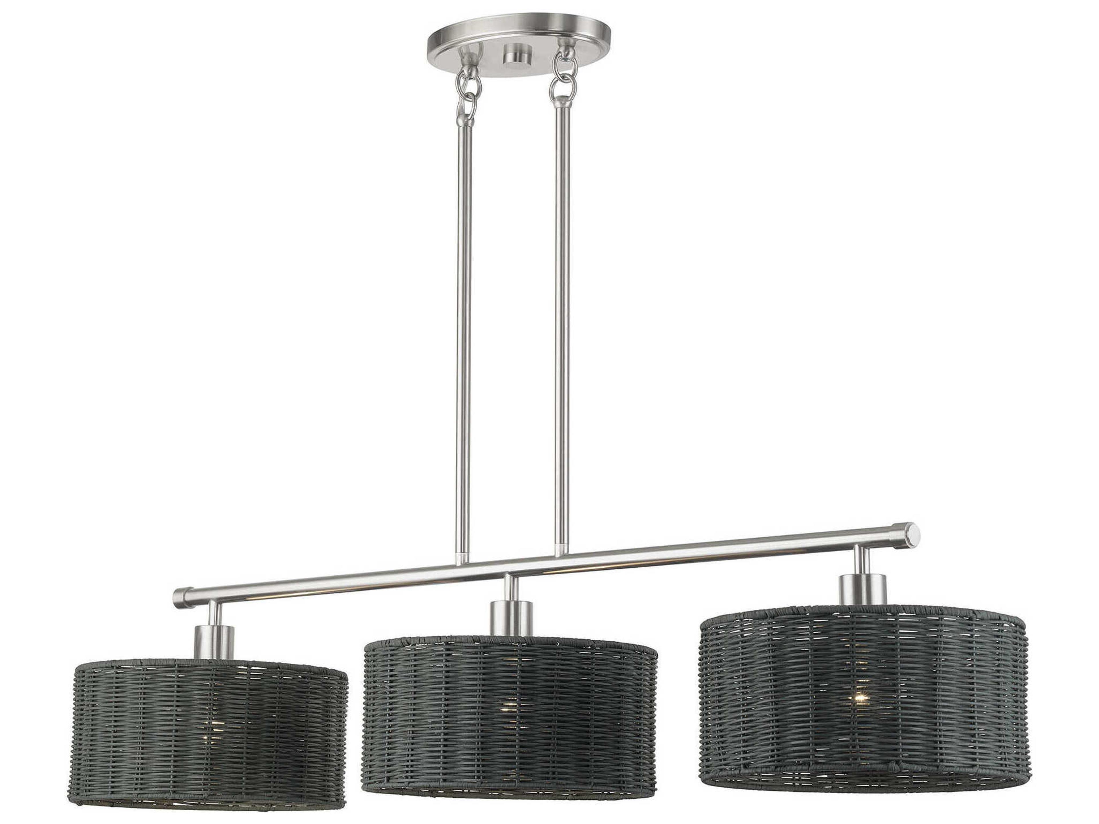 Weavington 3-Light Brushed Nickel Drum Island Pendant