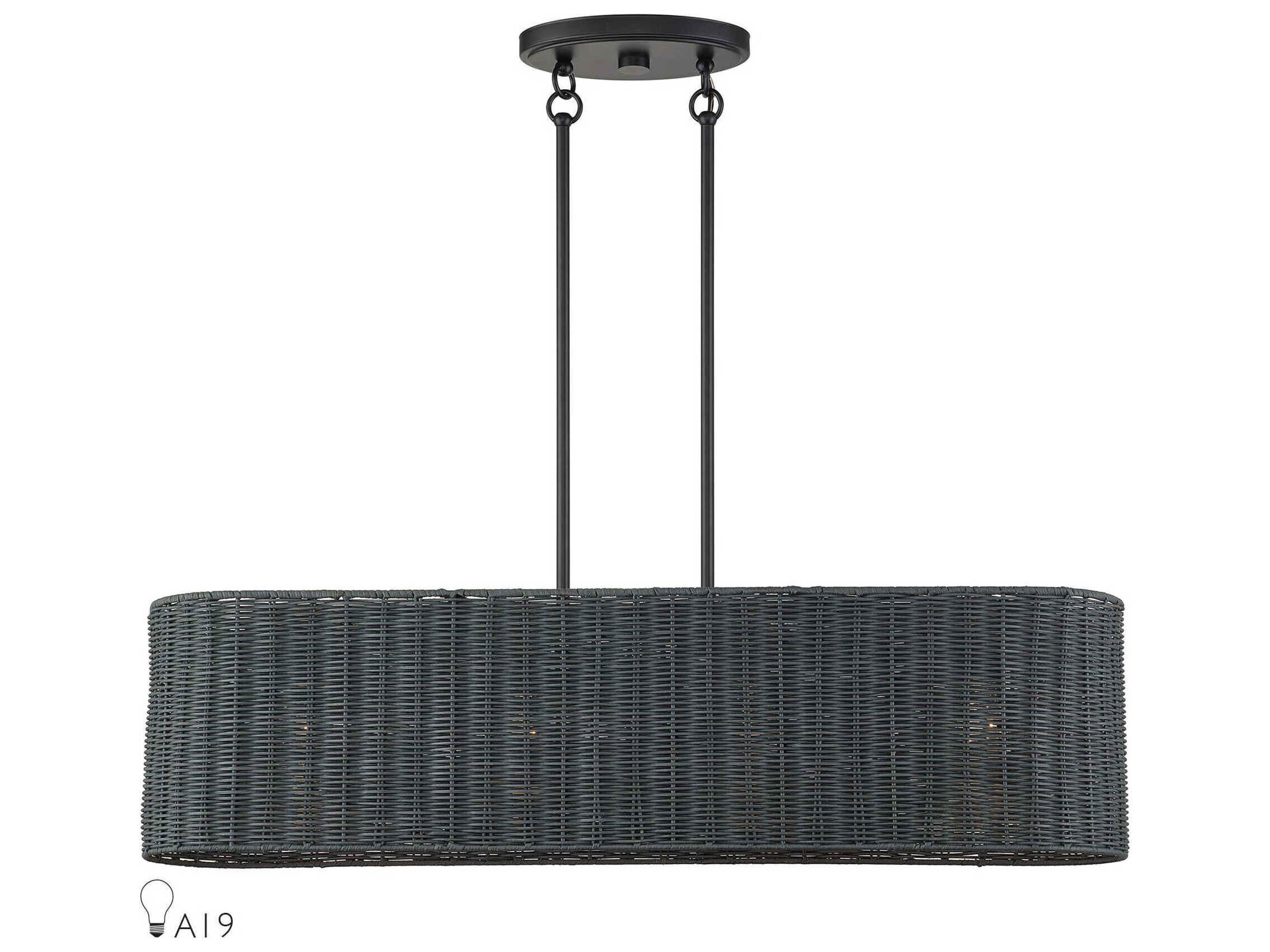 Livex Lighting Weavington 4-Light Black Drum Island Pendant