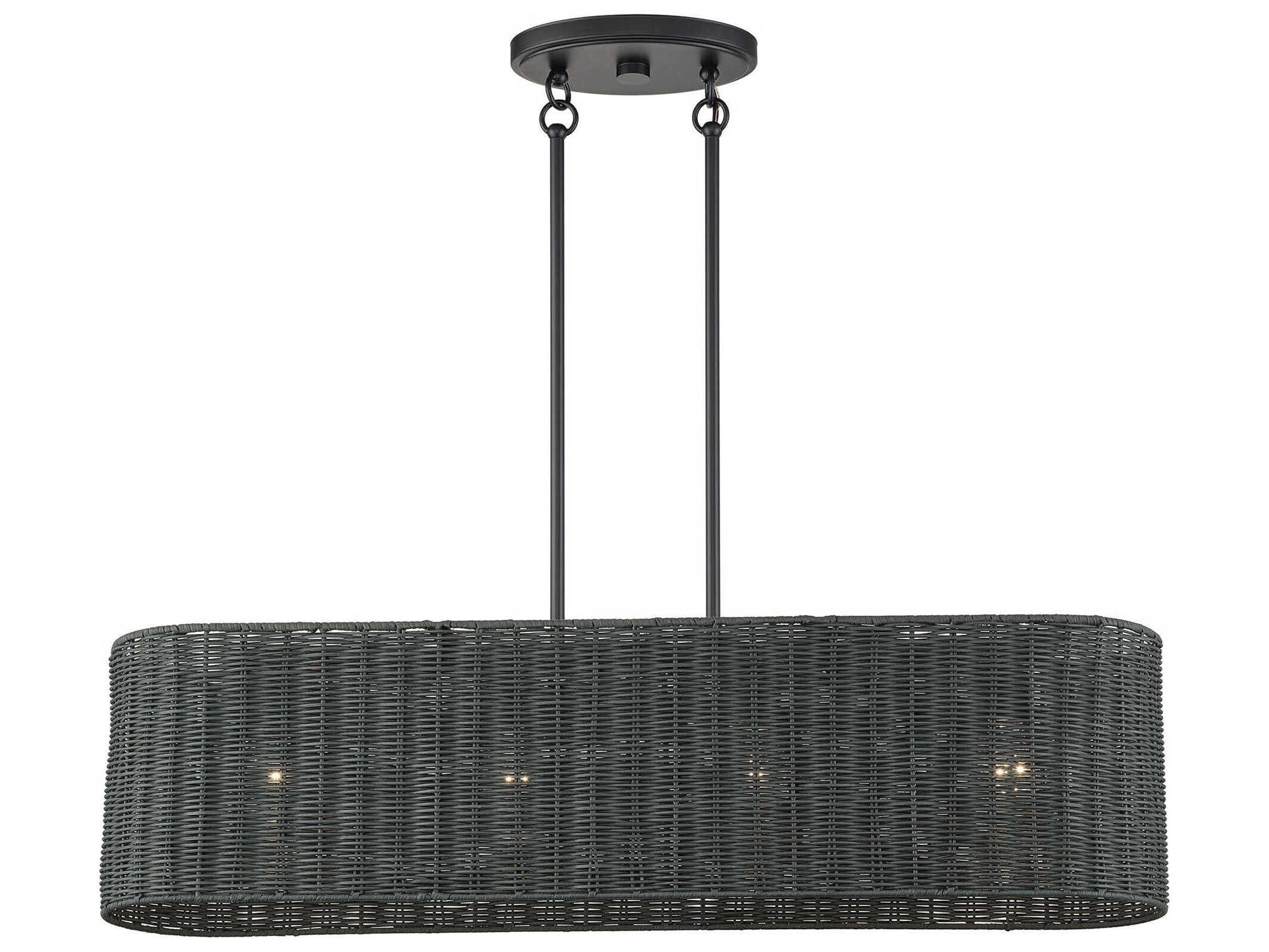 Livex Lighting Weavington 4-Light Black Drum Island Pendant