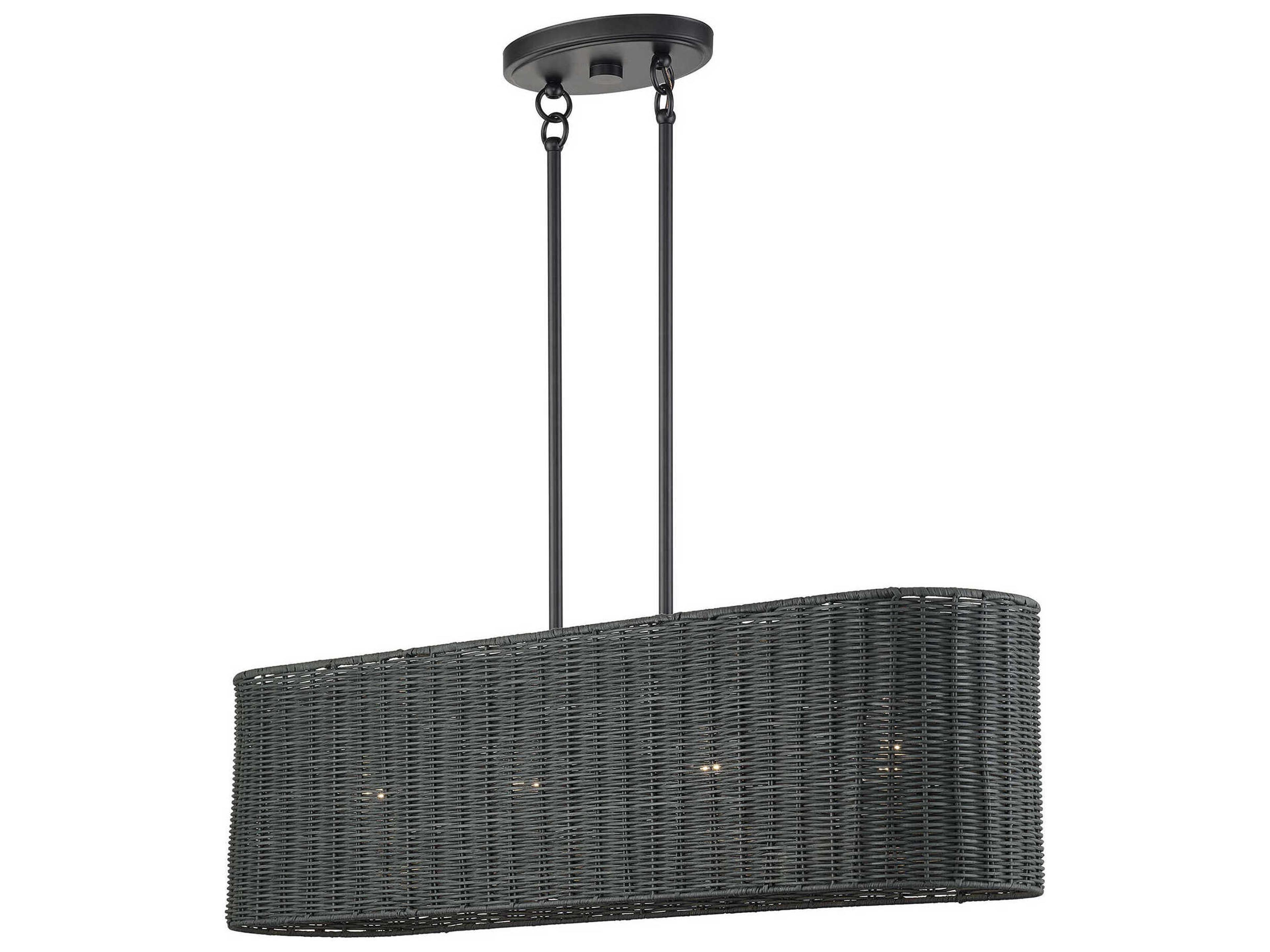 Weavington 4-Light Black Drum Island Pendant