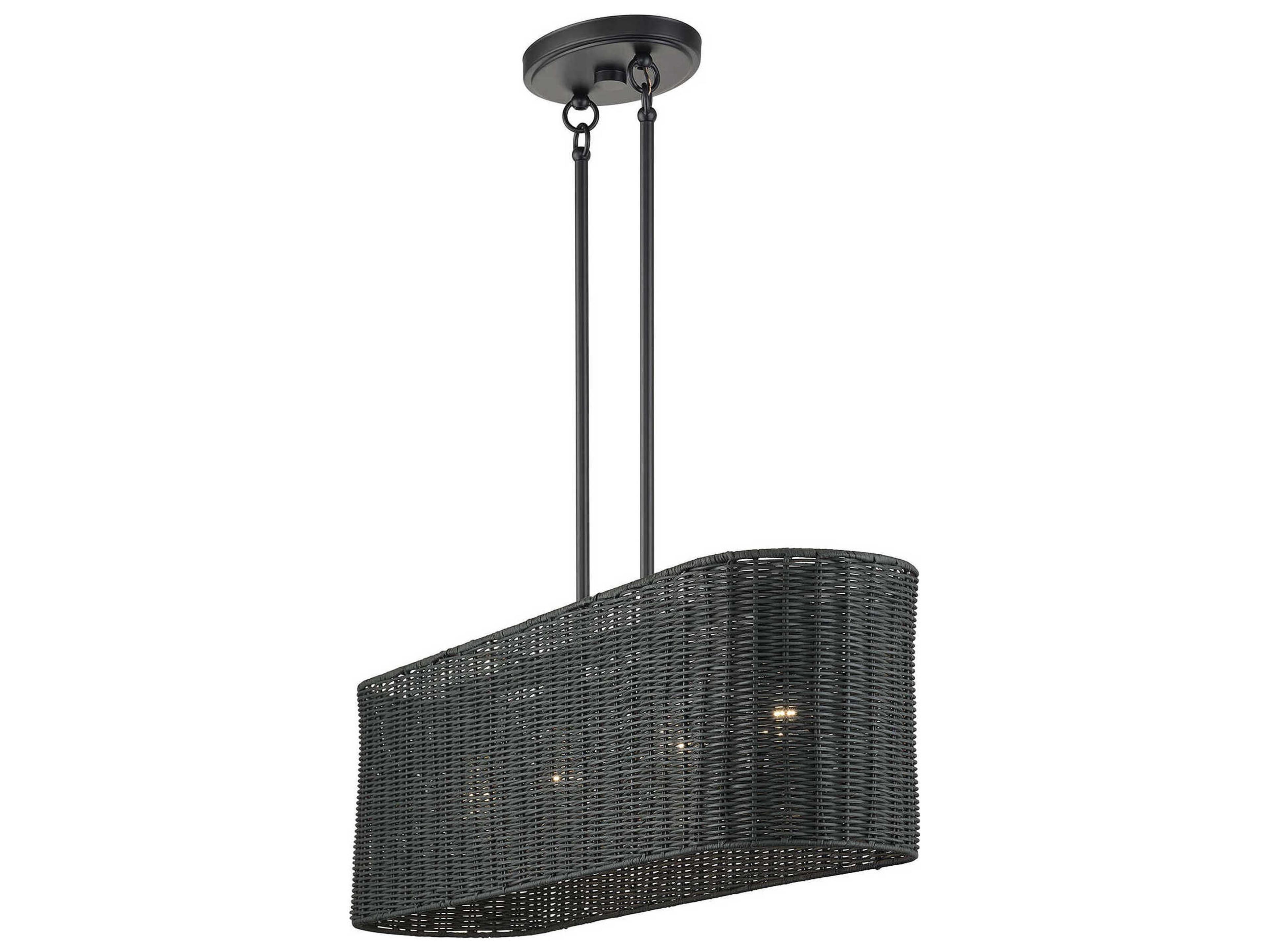 Livex Lighting Weavington 4-Light Black Drum Island Pendant