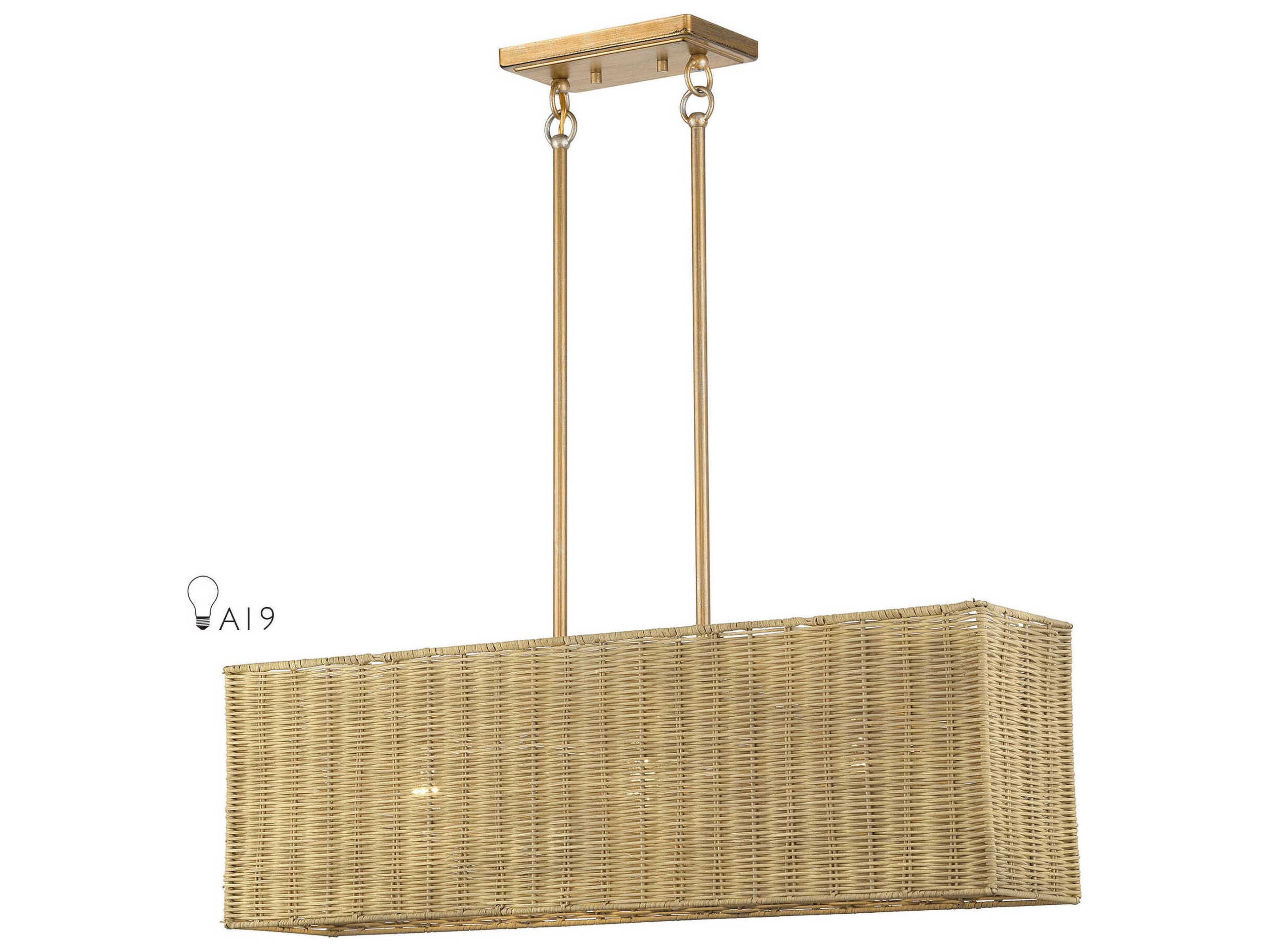 Livex Lighting Weavington 3-Light Antique Gold Leaf Drum Island Pendant