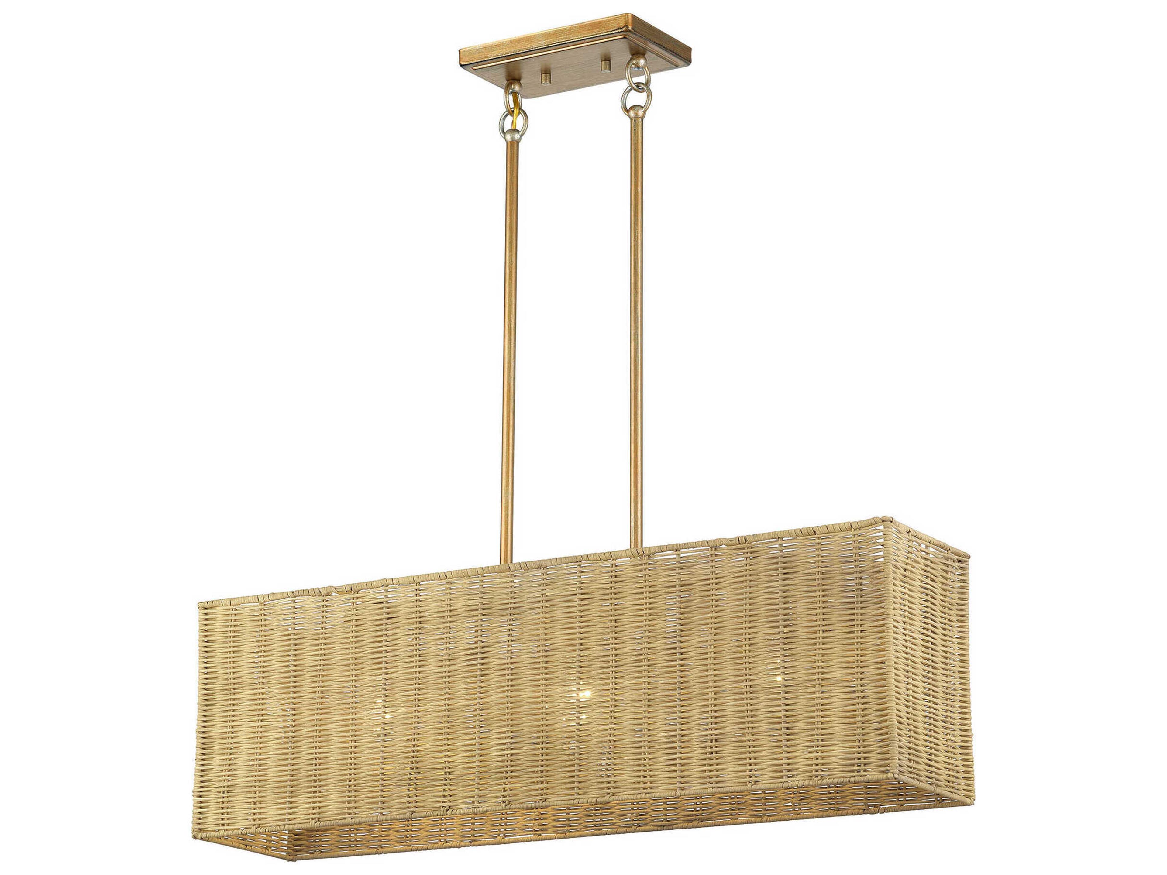 Weavington 3-Light Antique Gold Leaf Drum Island Pendant