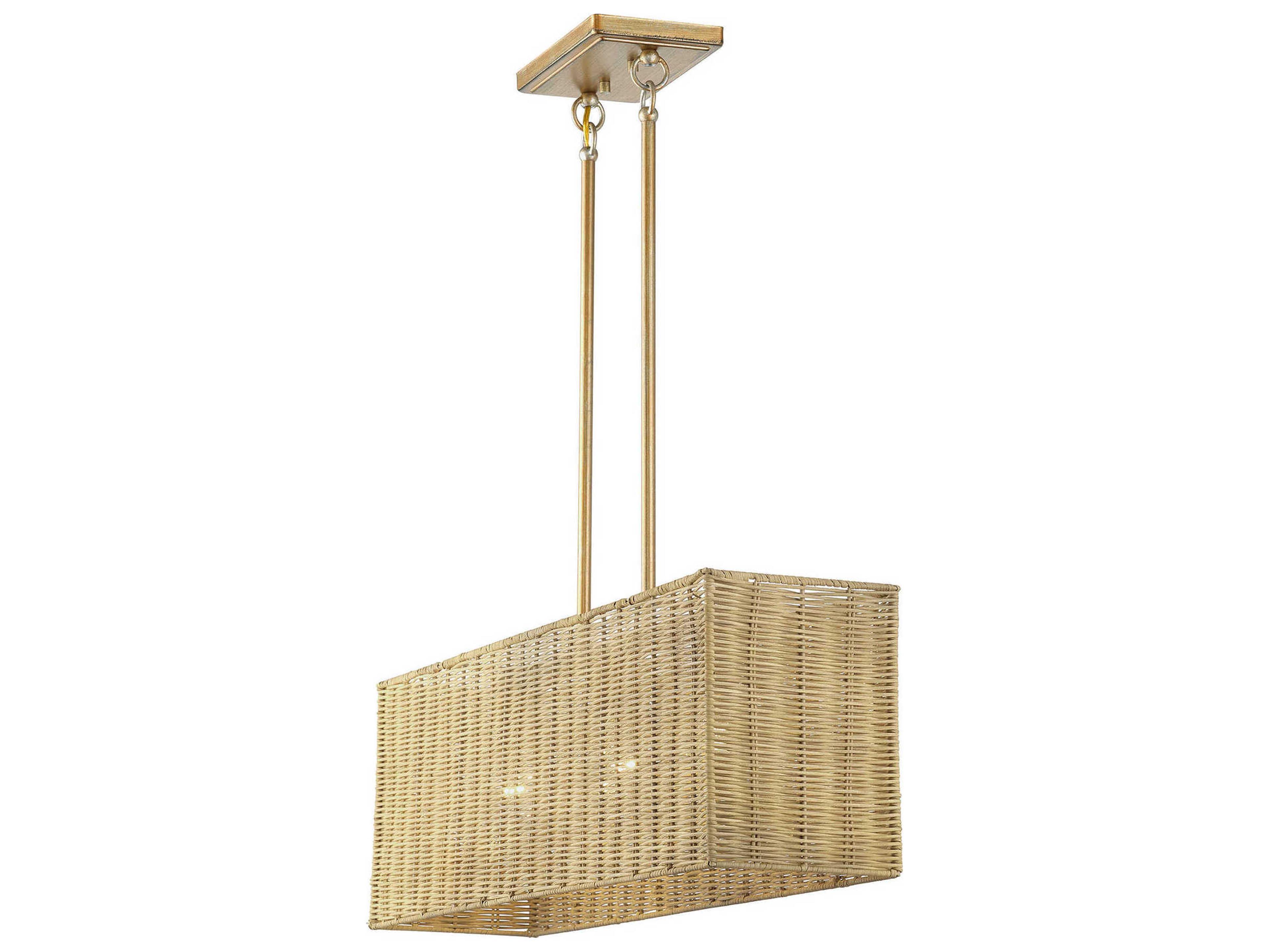 Livex Lighting Weavington 3-Light Antique Gold Leaf Drum Island Pendant