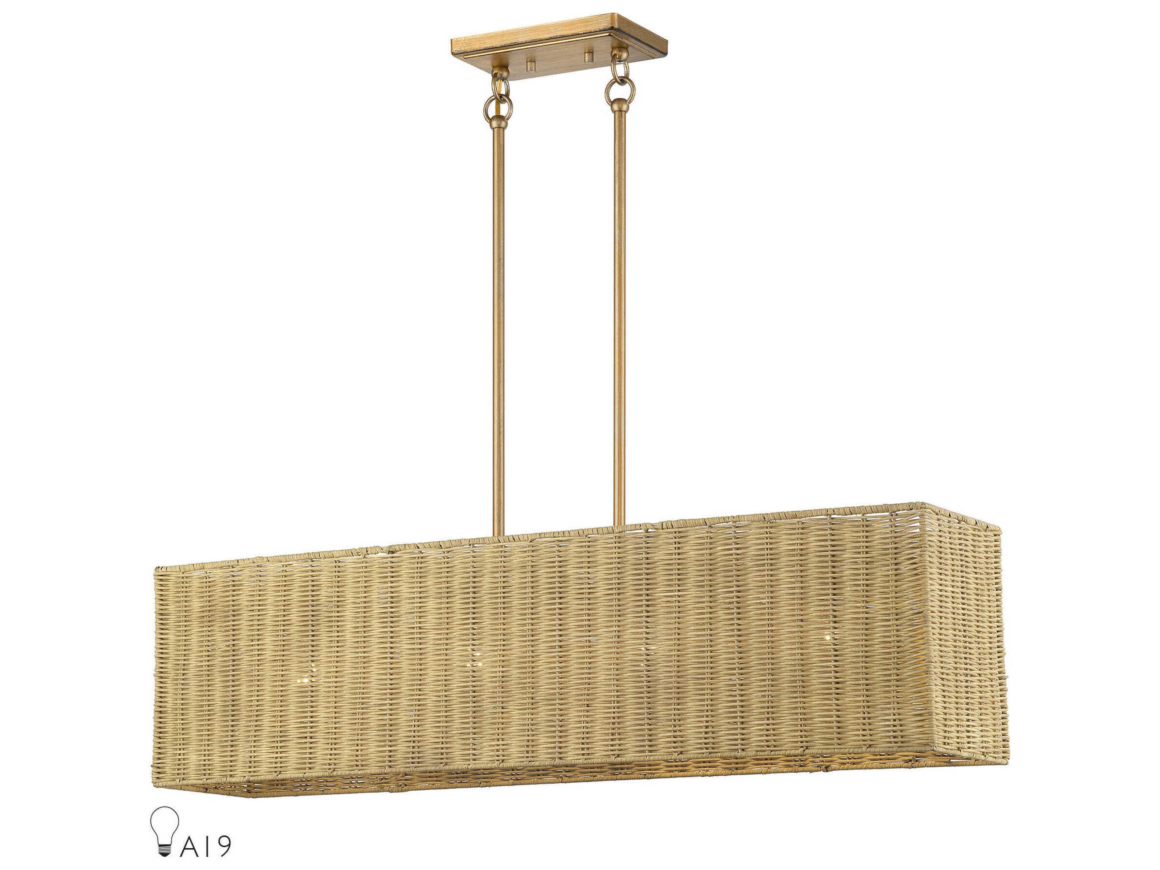 Livex Lighting Weavington 4-Light Antique Gold Leaf Drum Island Pendant