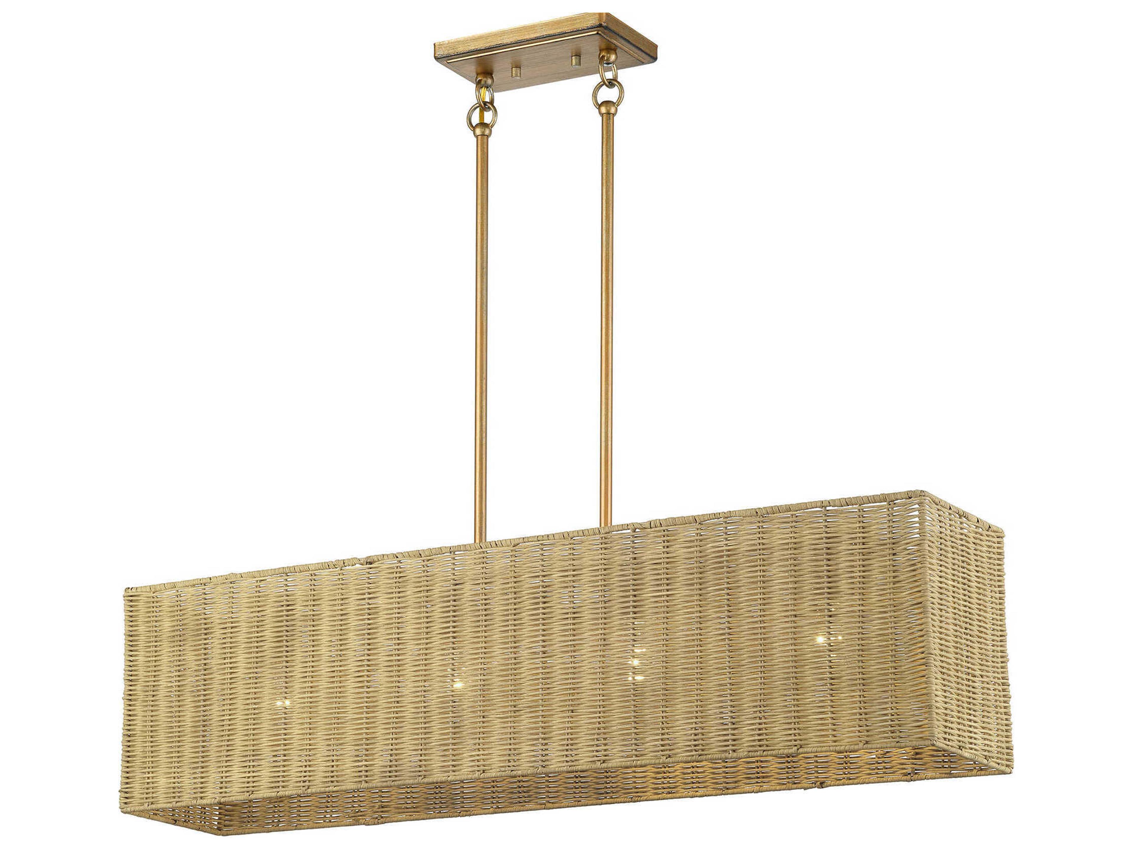 Weavington 4-Light Antique Gold Leaf Drum Island Pendant