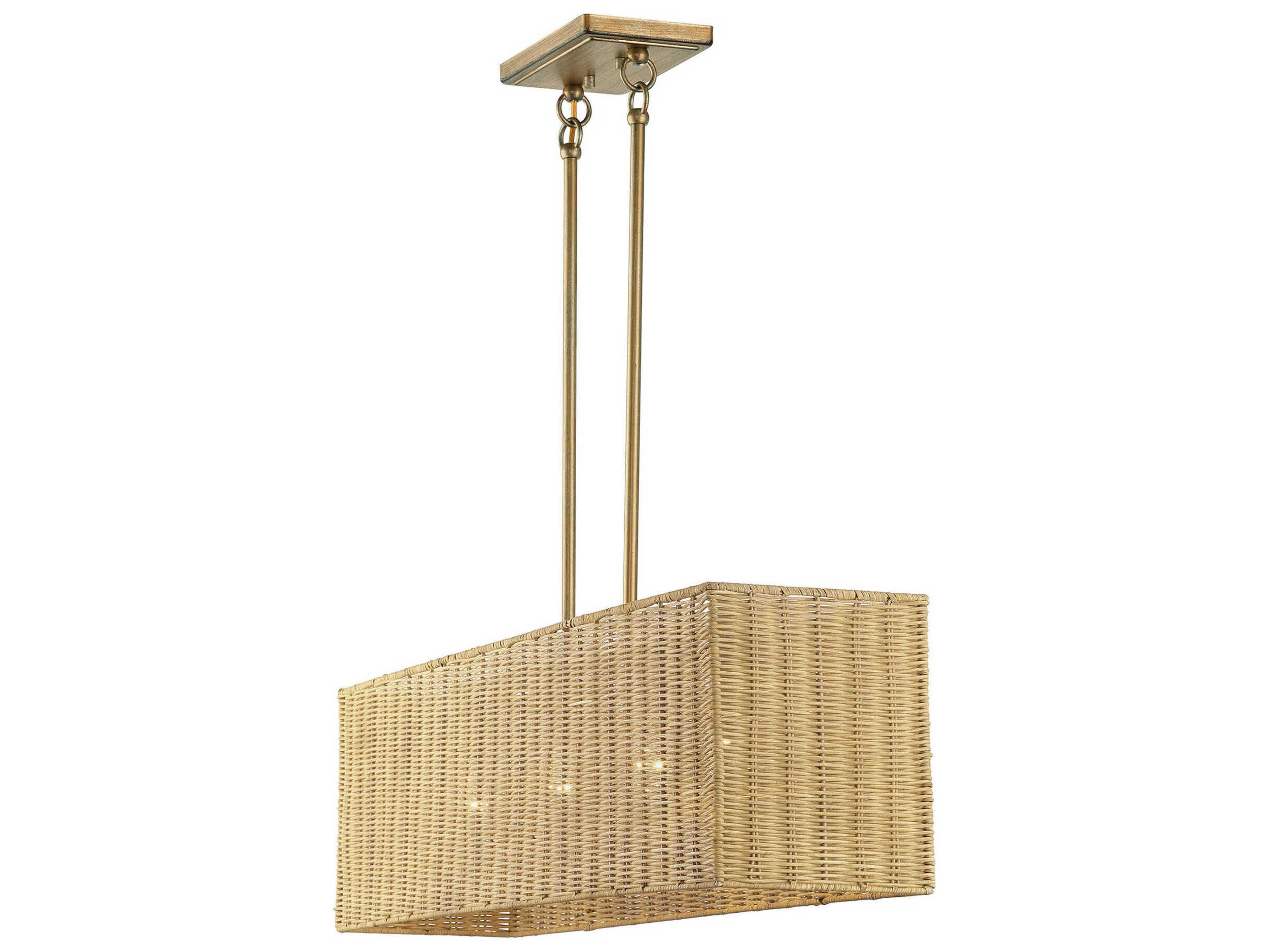 Livex Lighting Weavington 4-Light Antique Gold Leaf Drum Island Pendant
