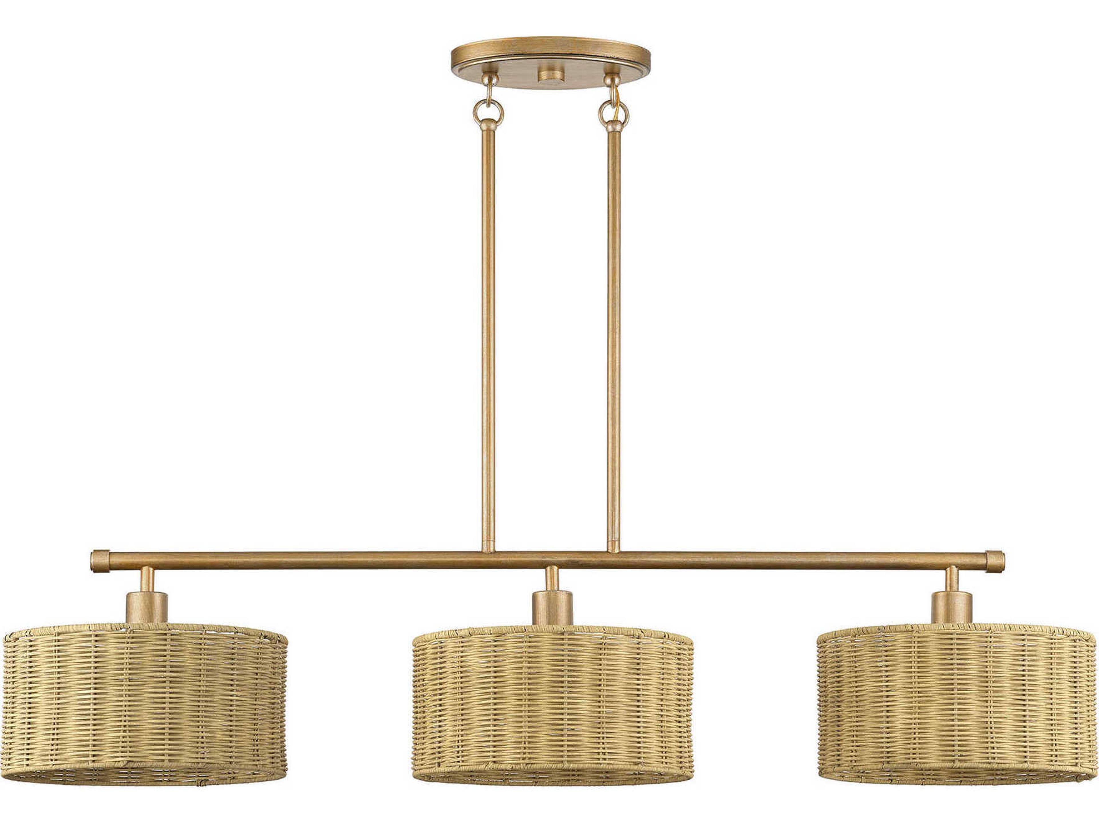 Livex Lighting Weavington 3-Light Antique Gold Leaf Drum Island Pendant