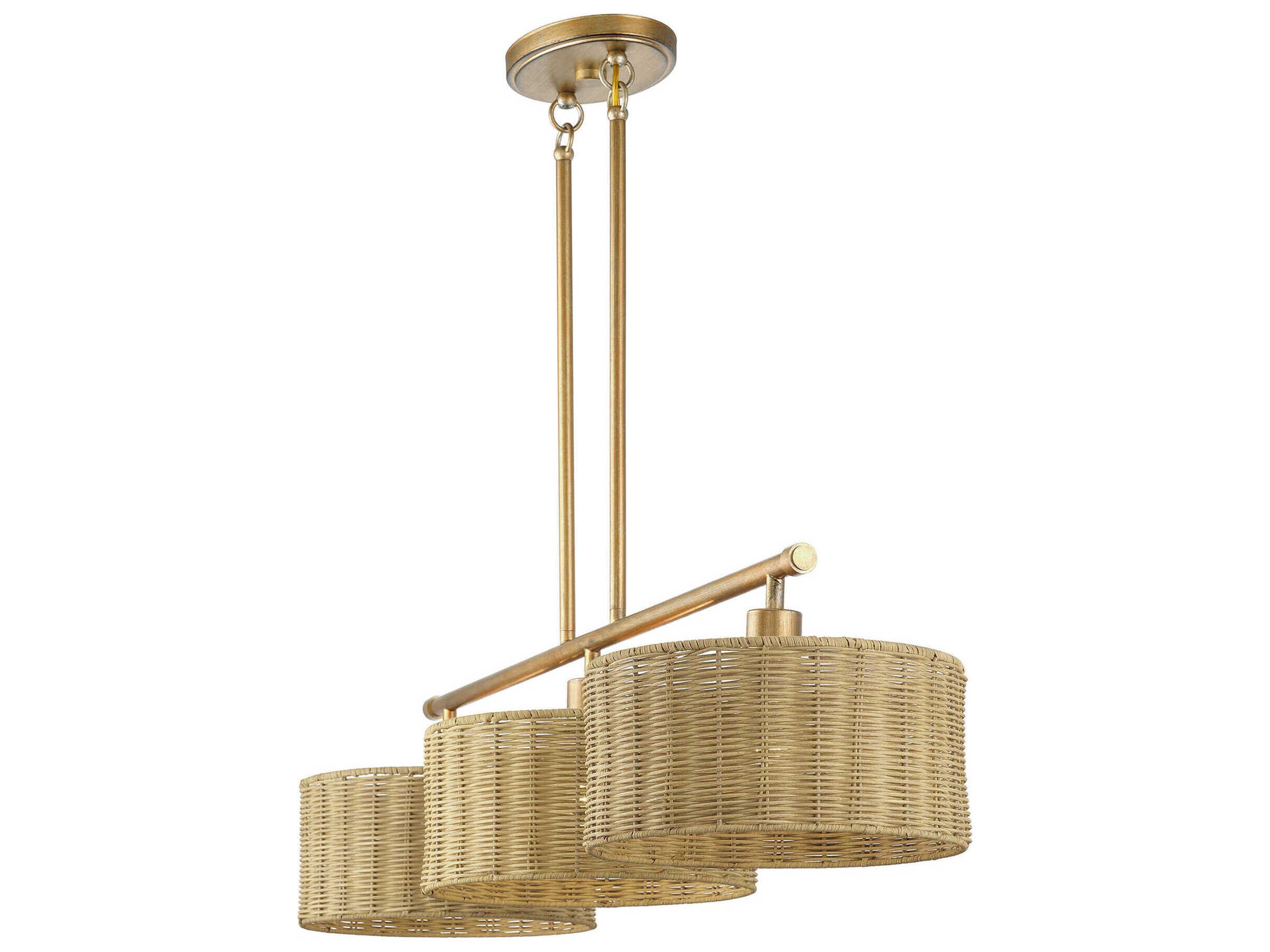 Livex Lighting Weavington 3-Light Antique Gold Leaf Drum Island Pendant
