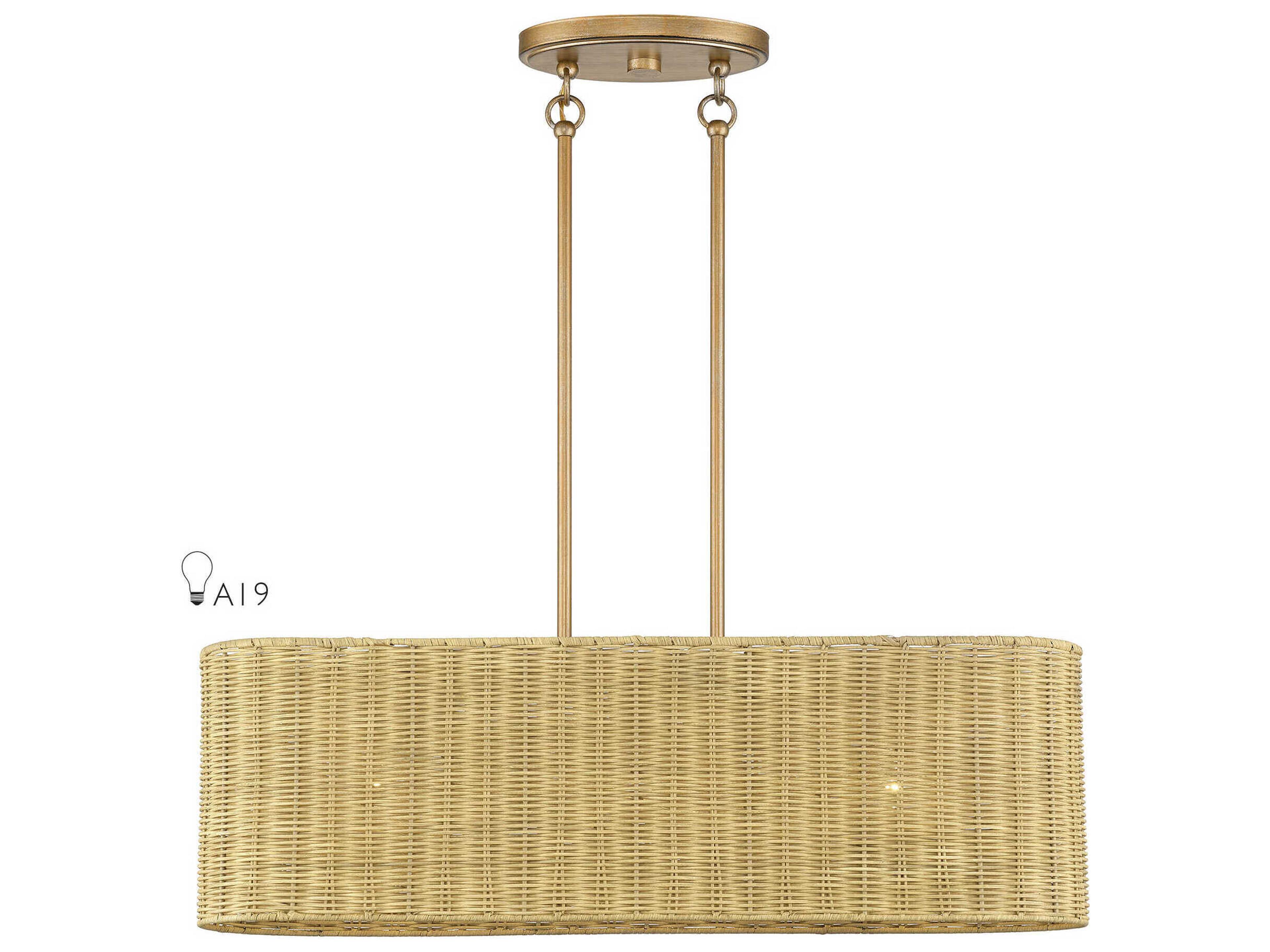 Livex Lighting Weavington 3-Light Antique Gold Leaf Linear Island Pendant