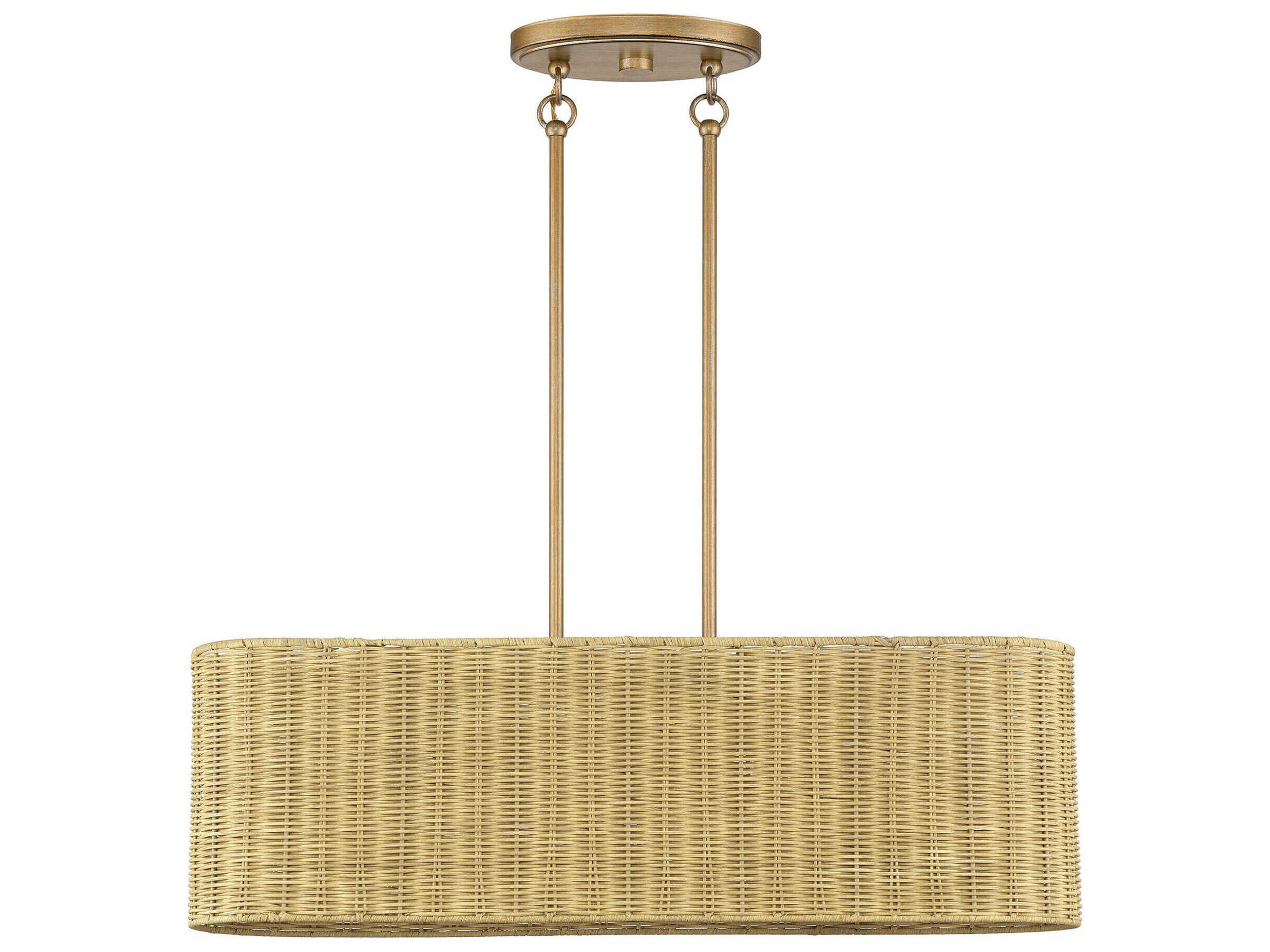 Livex Lighting Weavington 3-Light Antique Gold Leaf Linear Island Pendant