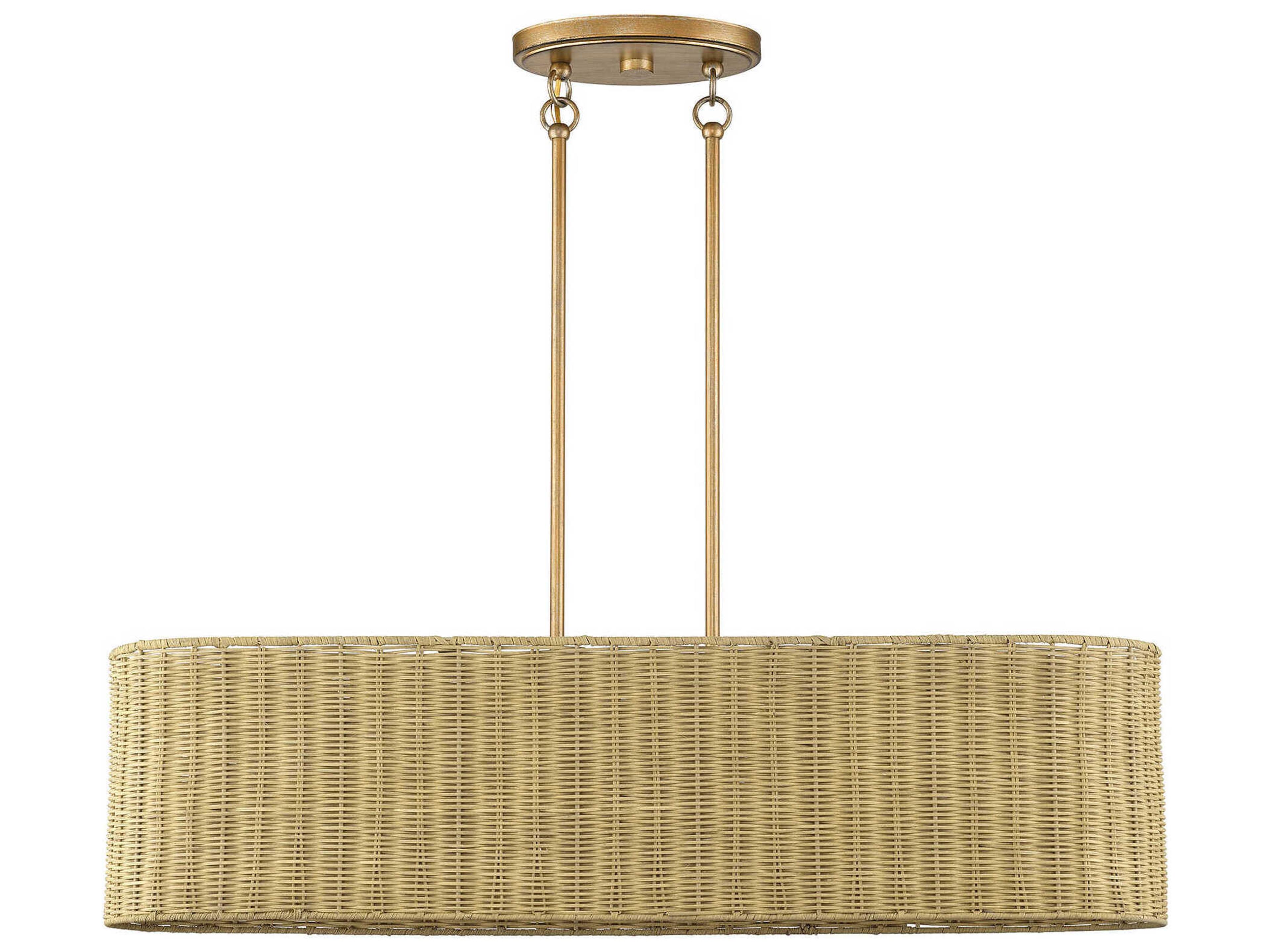 Livex Lighting Weavington 4-Light Antique Gold Leaf Drum Island Pendant