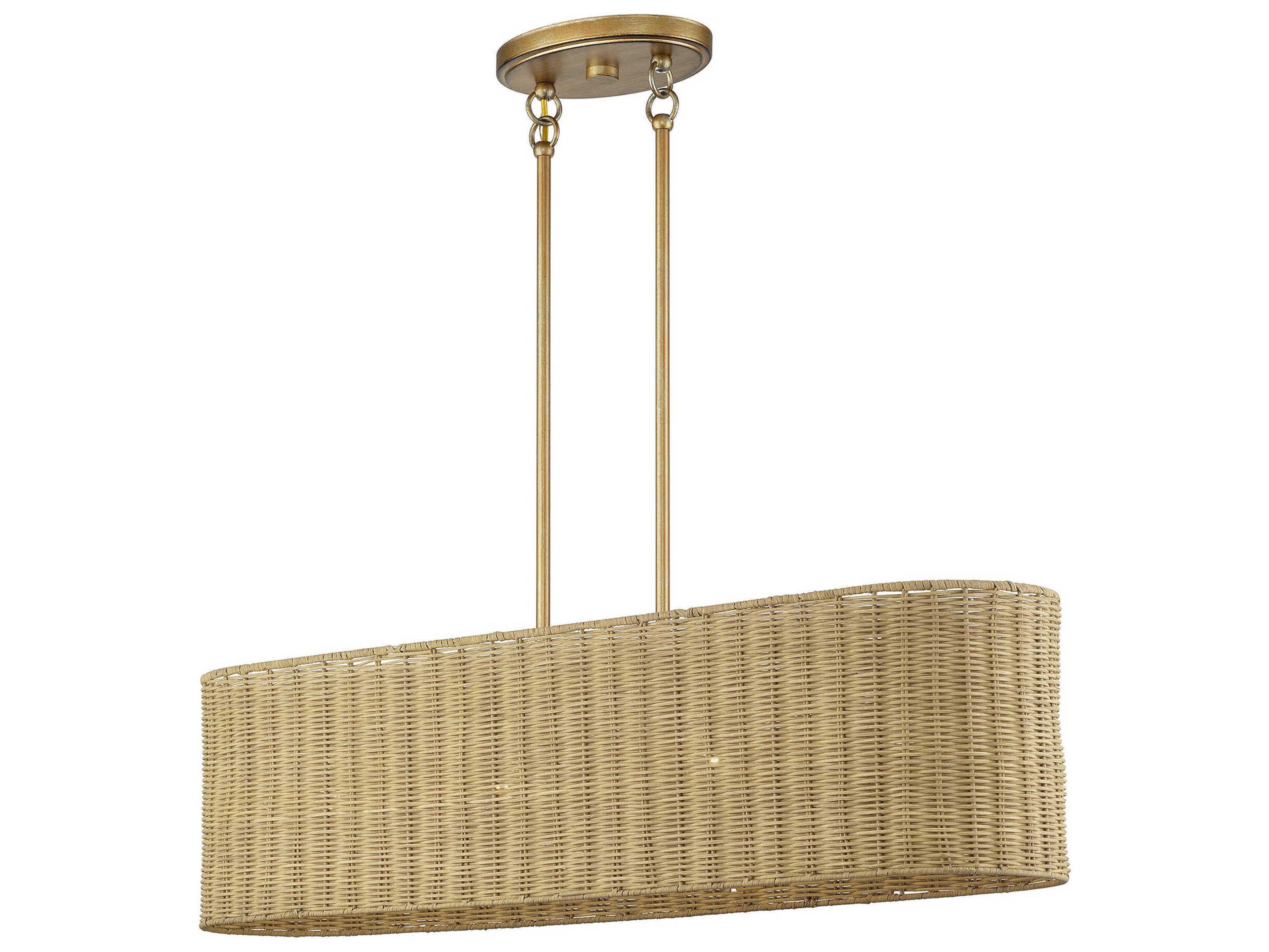 Weavington 4-Light Antique Gold Leaf Drum Island Pendant