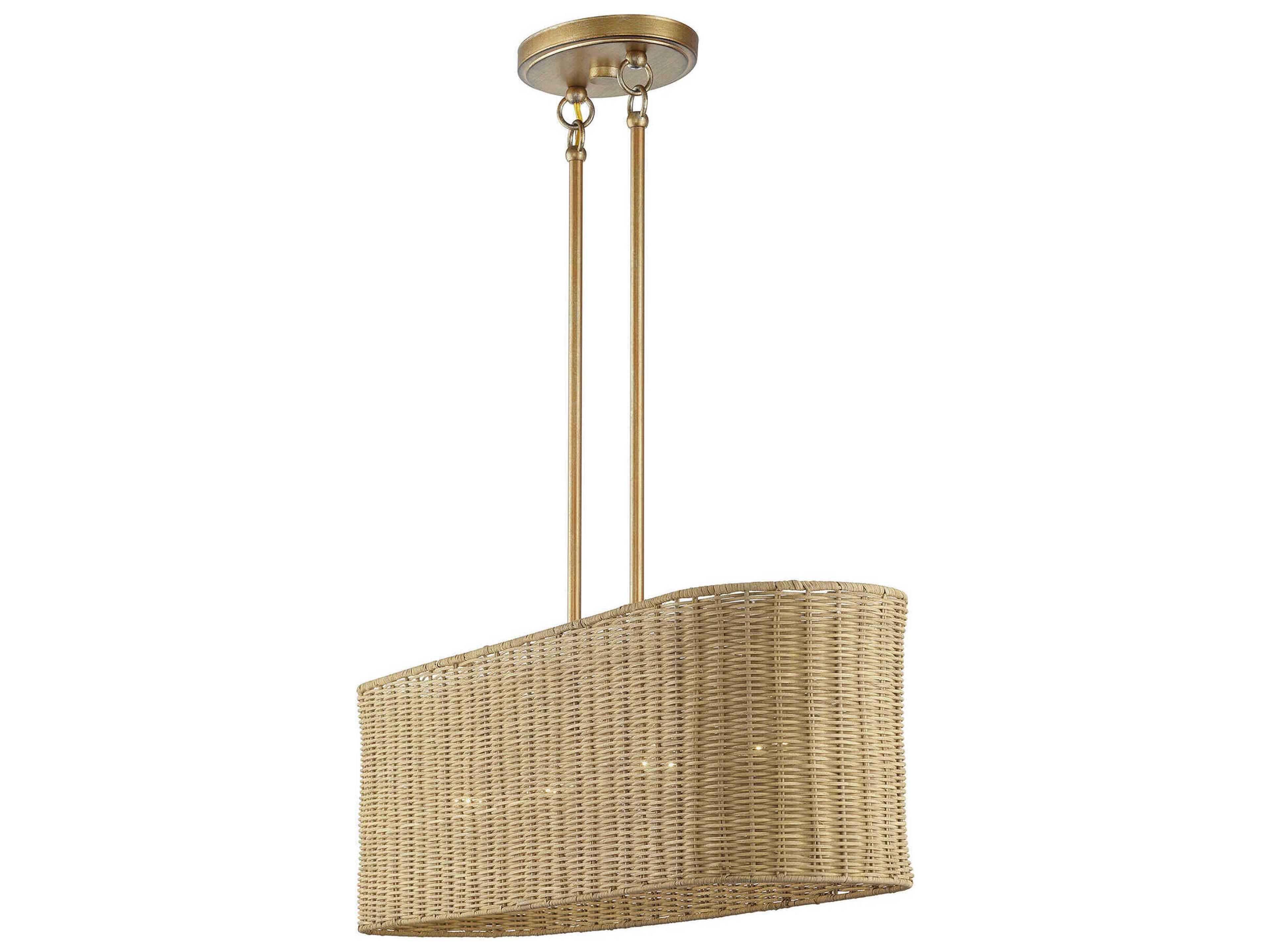 Livex Lighting Weavington 4-Light Antique Gold Leaf Drum Island Pendant