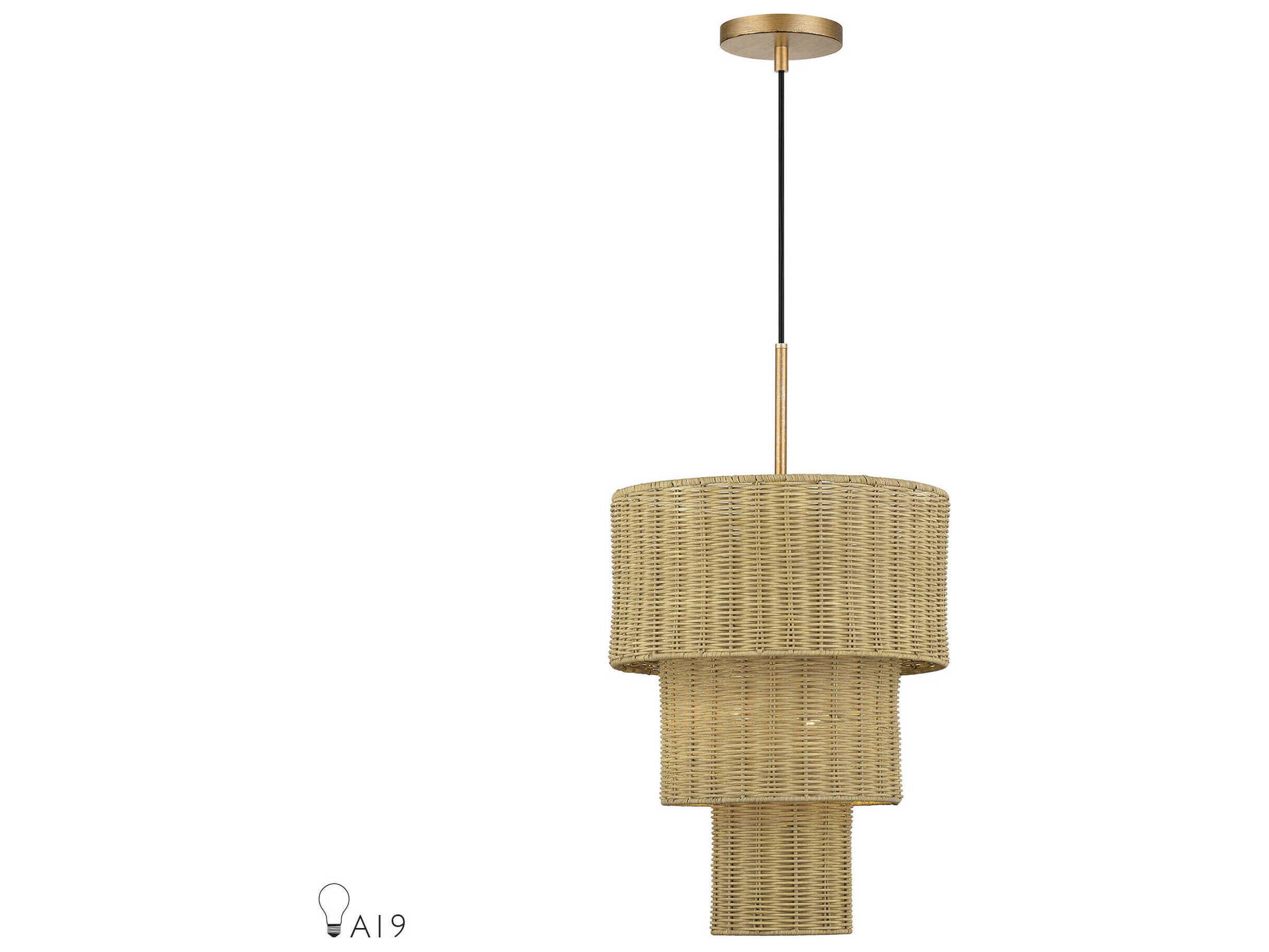 Livex Lighting Weavington 2-Light Antique Gold Leaf Drum Pendant