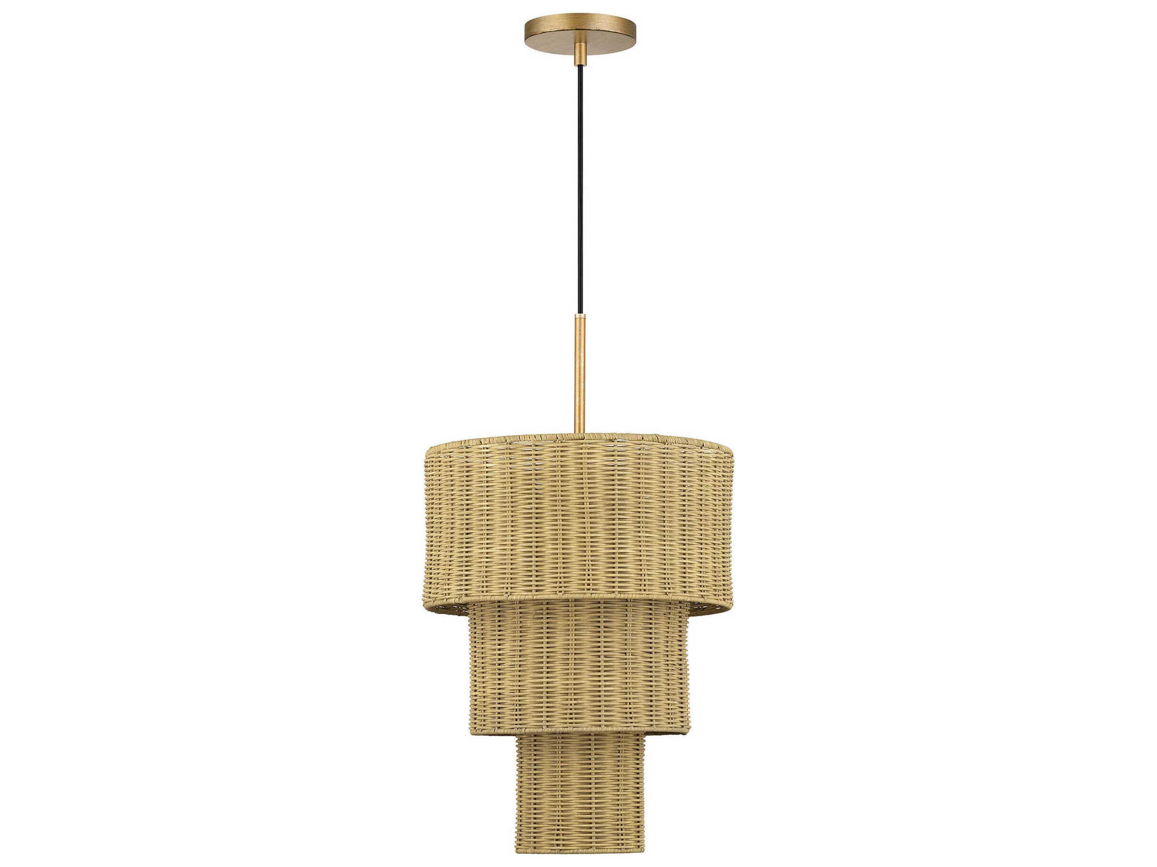 Livex Lighting Weavington 2-Light Antique Gold Leaf Drum Pendant