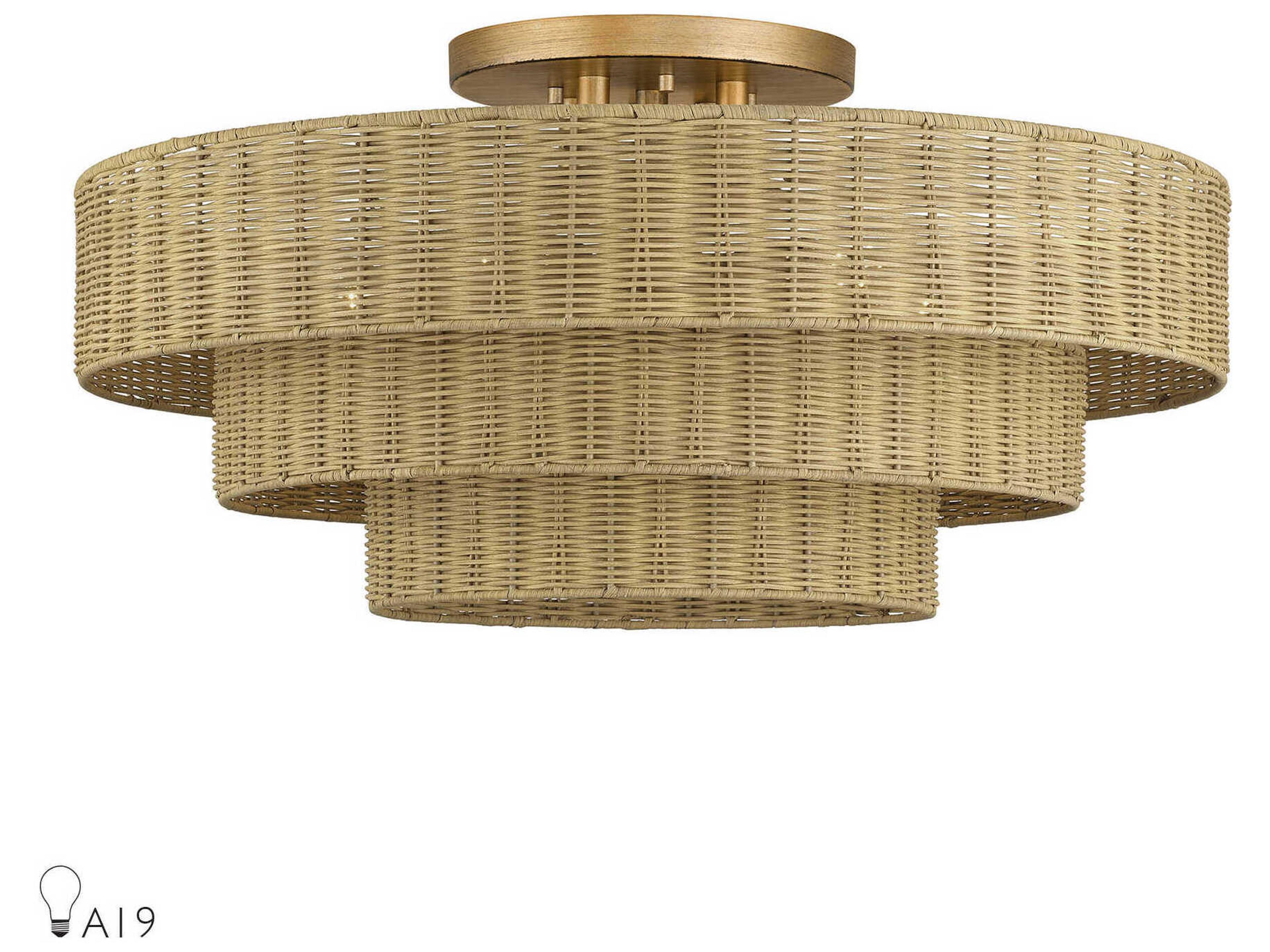 Livex Lighting Weavington 5-Light Antique Gold Leaf Drum Semi Flush Mount
