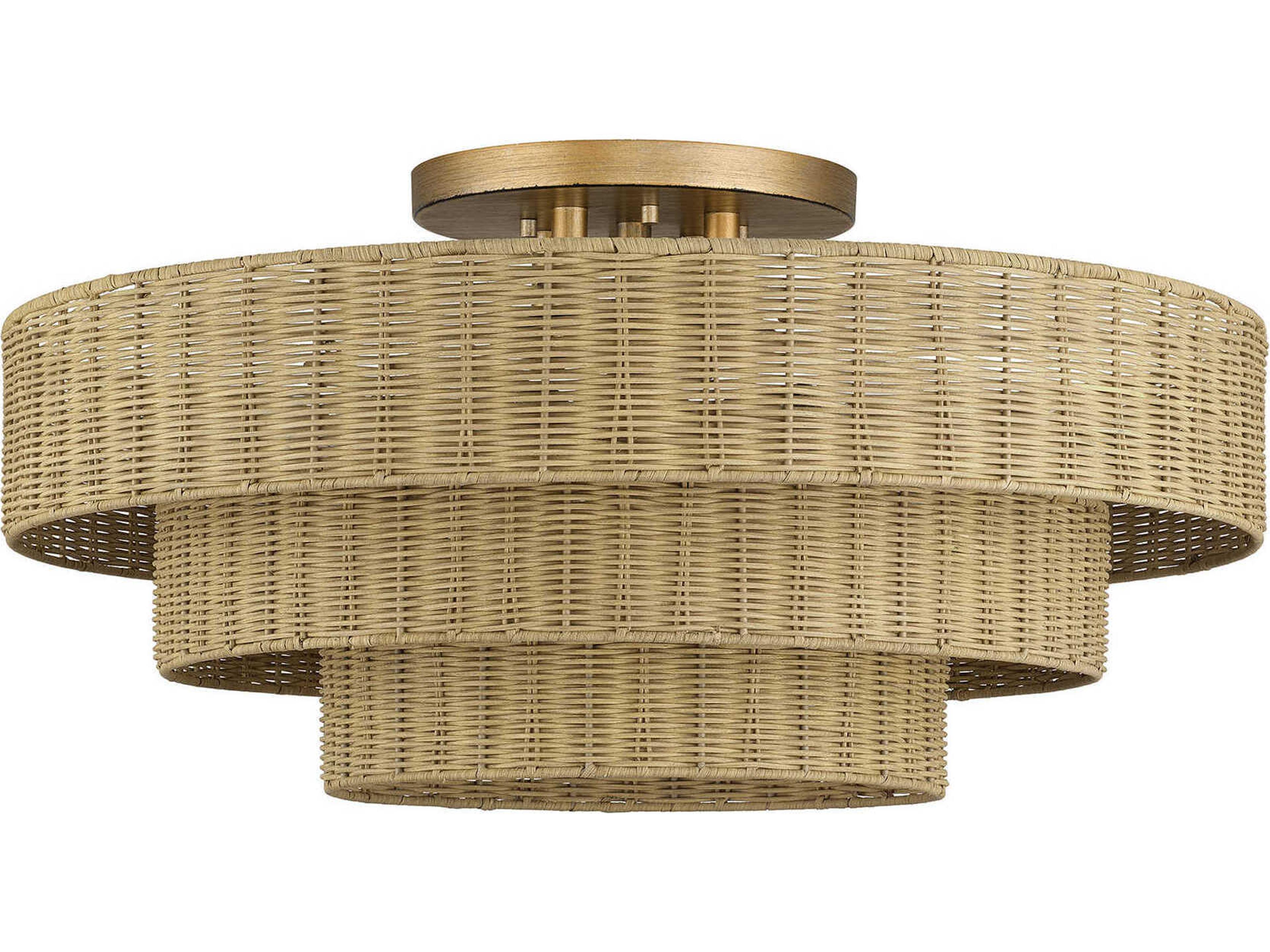 Livex Lighting Weavington 5-Light Antique Gold Leaf Drum Semi Flush Mount