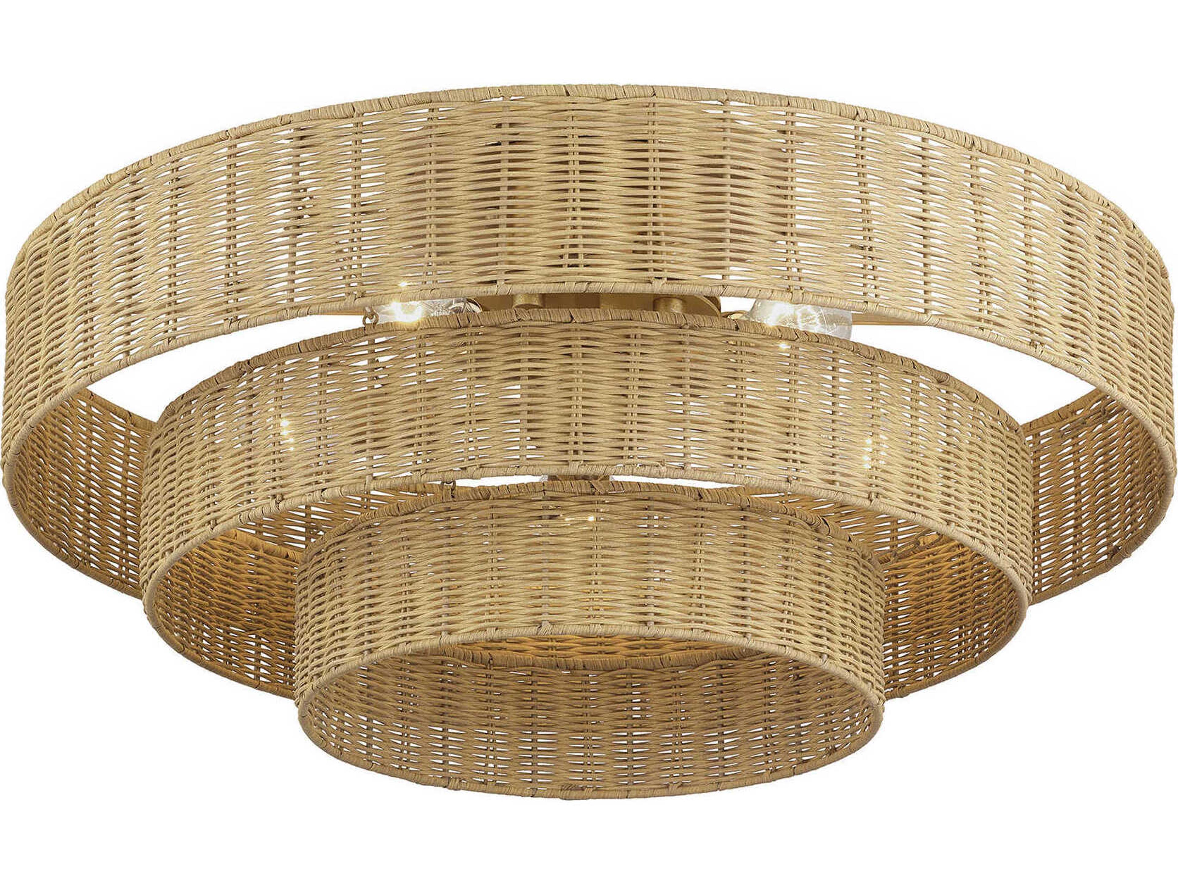 Livex Lighting Weavington 5-Light Antique Gold Leaf Drum Semi Flush Mount