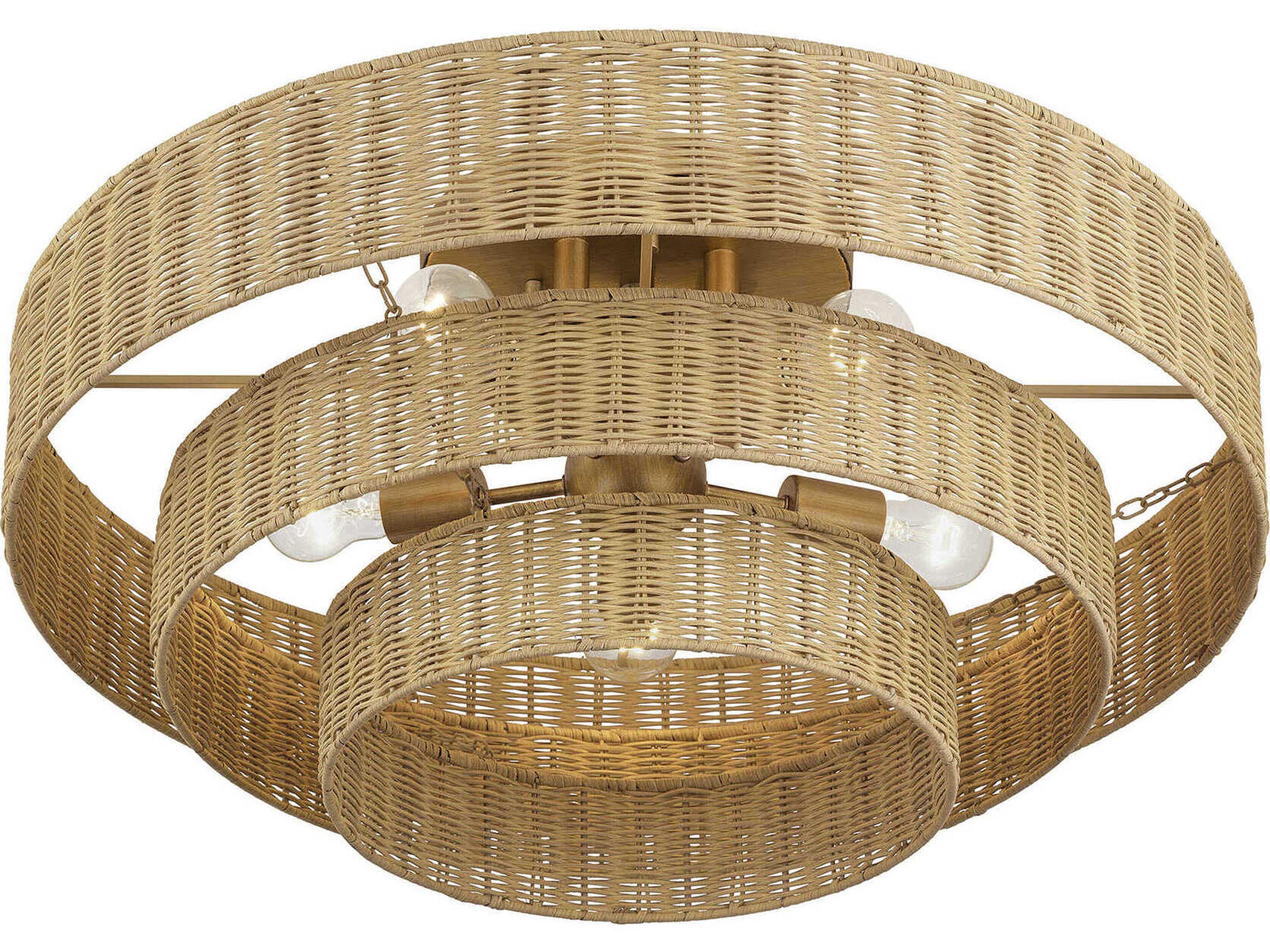 Livex Lighting Weavington 5-Light Antique Gold Leaf Drum Semi Flush Mount