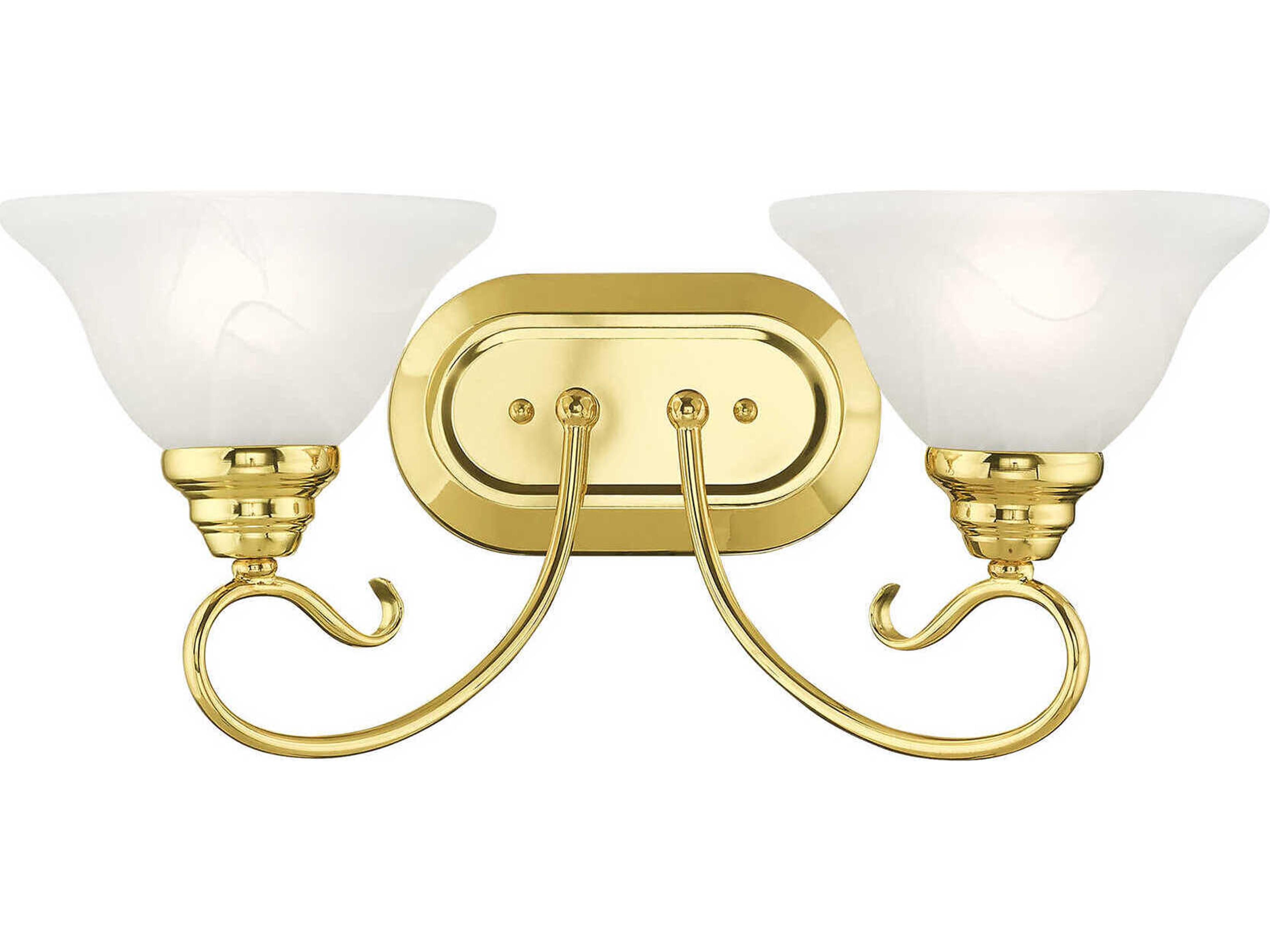 Coronado 2-Light Polished Brass White Glass Vanity Light