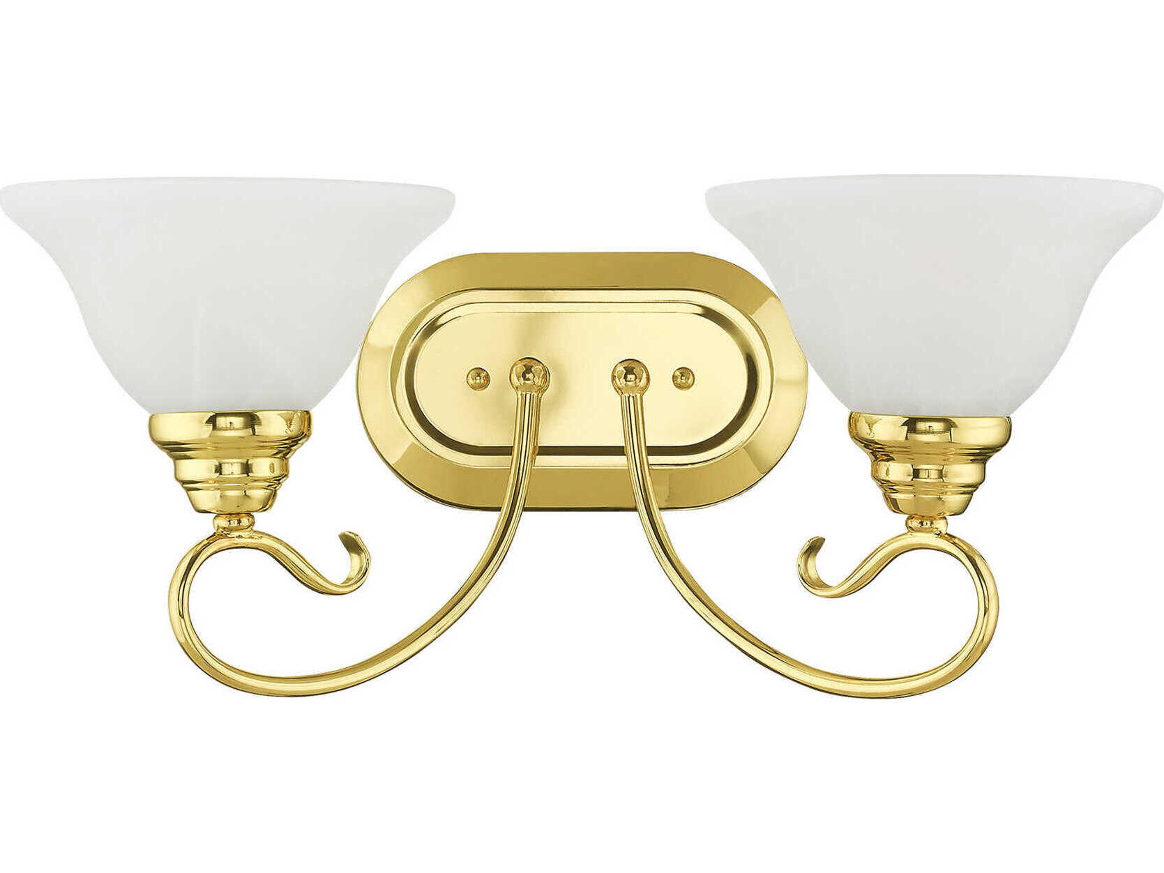 Livex Lighting Coronado 2-Light Polished Brass White Glass Vanity Light
