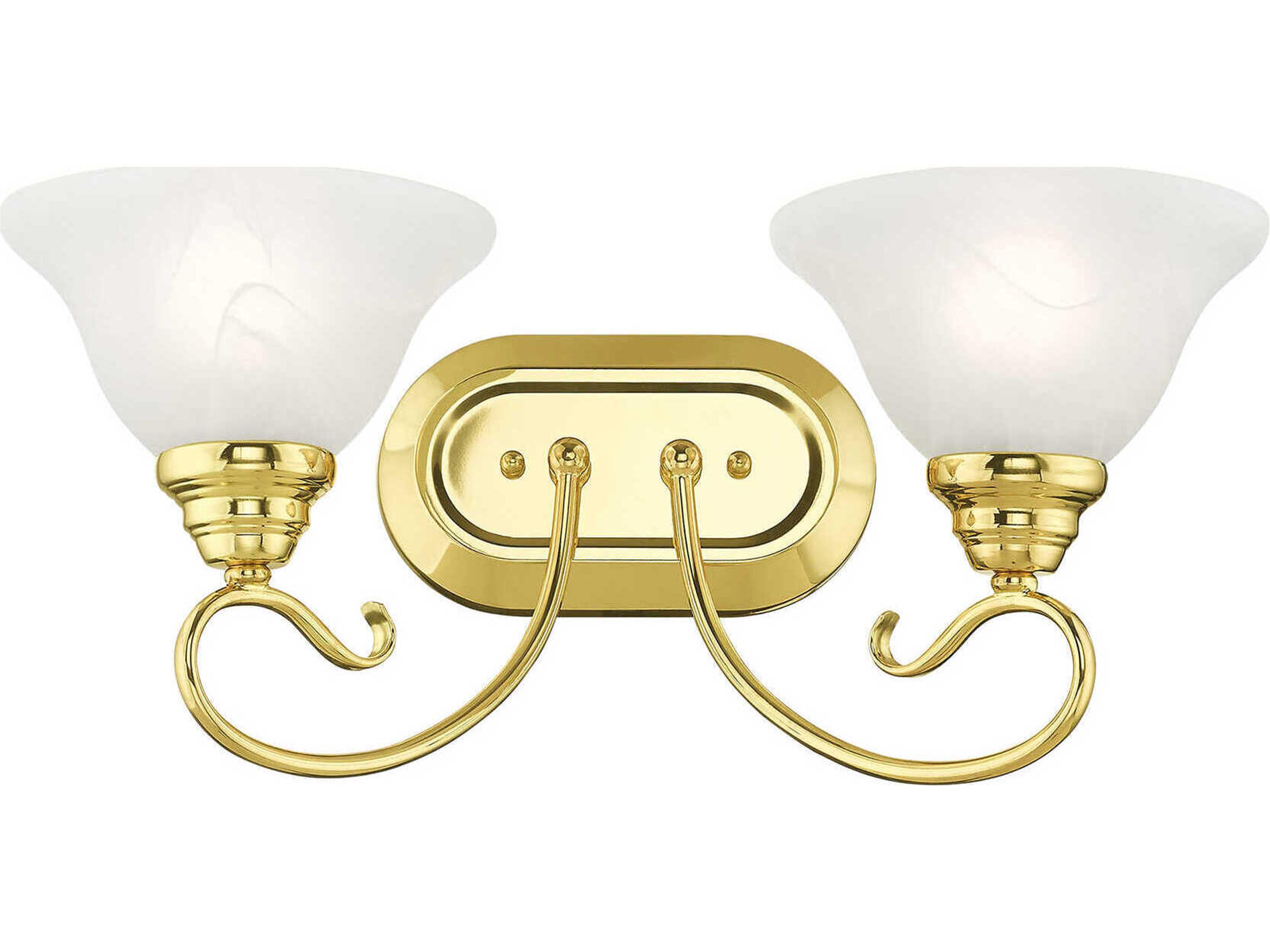 Livex Lighting Coronado 2-Light Polished Brass White Glass Vanity Light