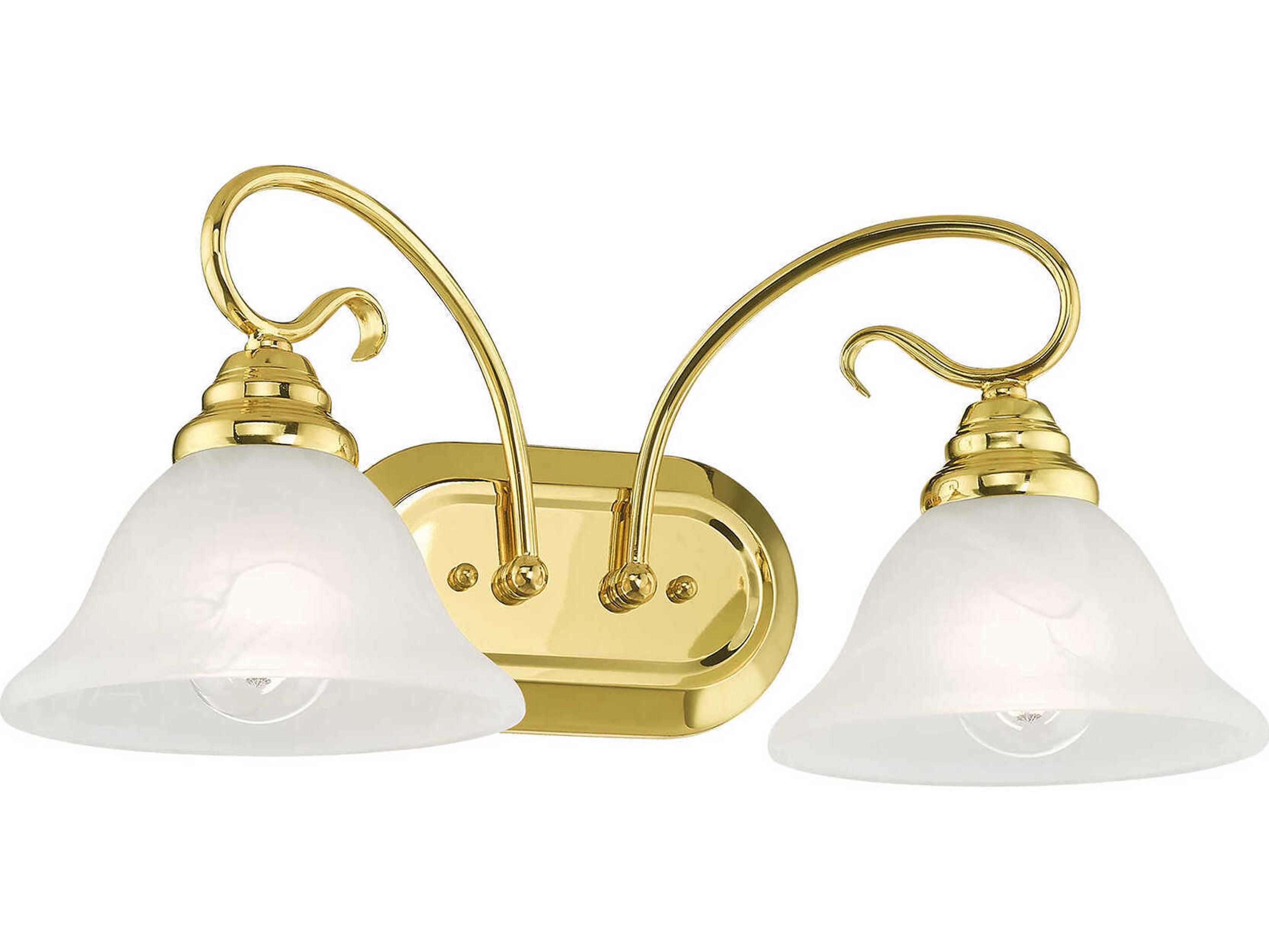Livex Lighting Coronado 2-Light Polished Brass White Glass Vanity Light